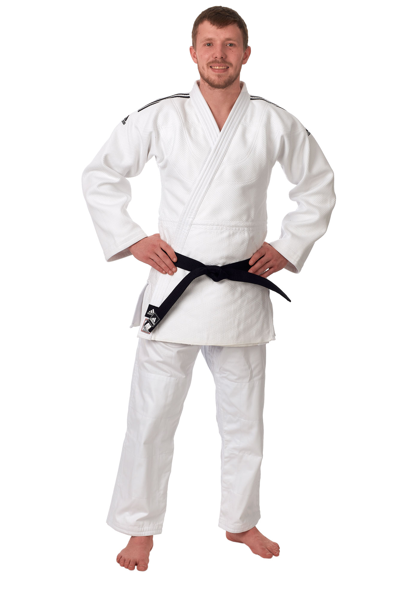 adidas judo gi Champion II JIJFS, white / black stripes slim cut