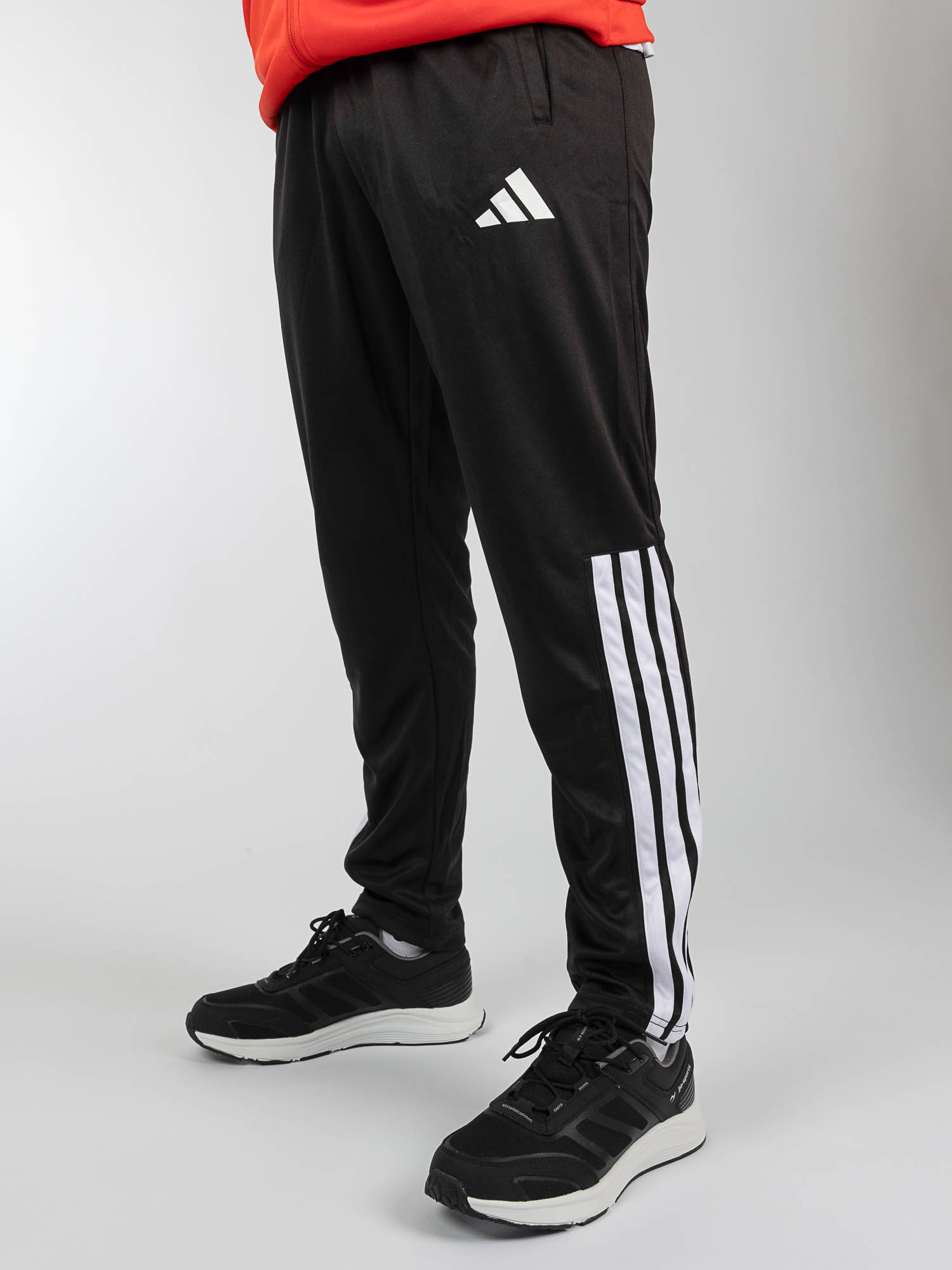 sport pants,  track pants, black pants, white stripe, logo