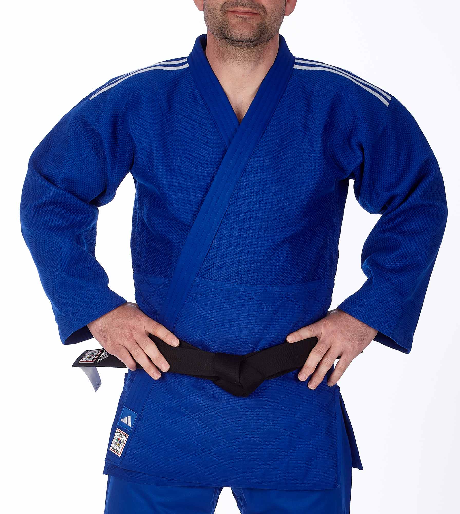 adidas judo jacket Champion III JIJFB-JAC-1 blue/white stripes slim cut