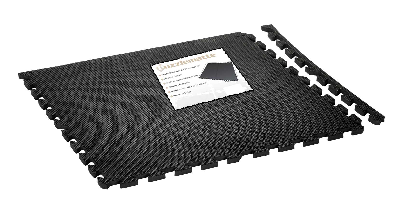 Set of 4 Jigsaw Mats 1,2 x 1,2 m x 1 cm black