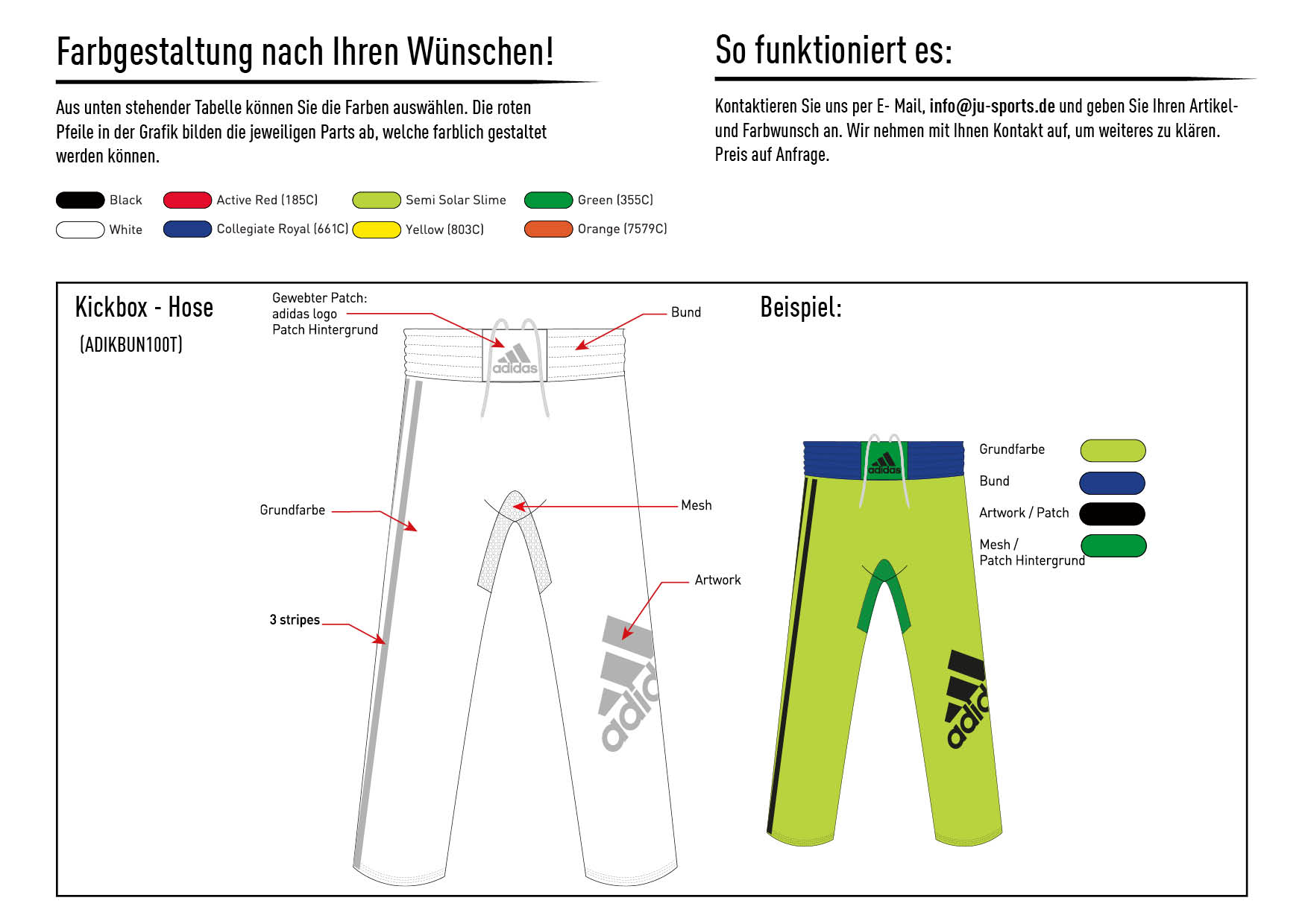 adidas Kickbox-Hose nach Kundenwunsch, adiKBUN100T