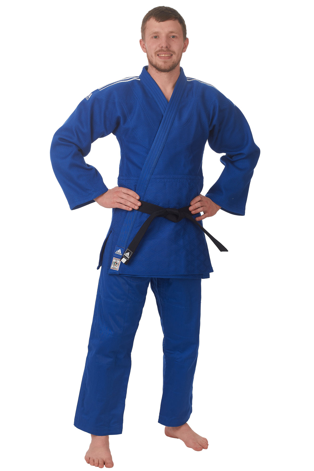 adidas judo gi Champion II JIJFS, blue / white stripes slim cut