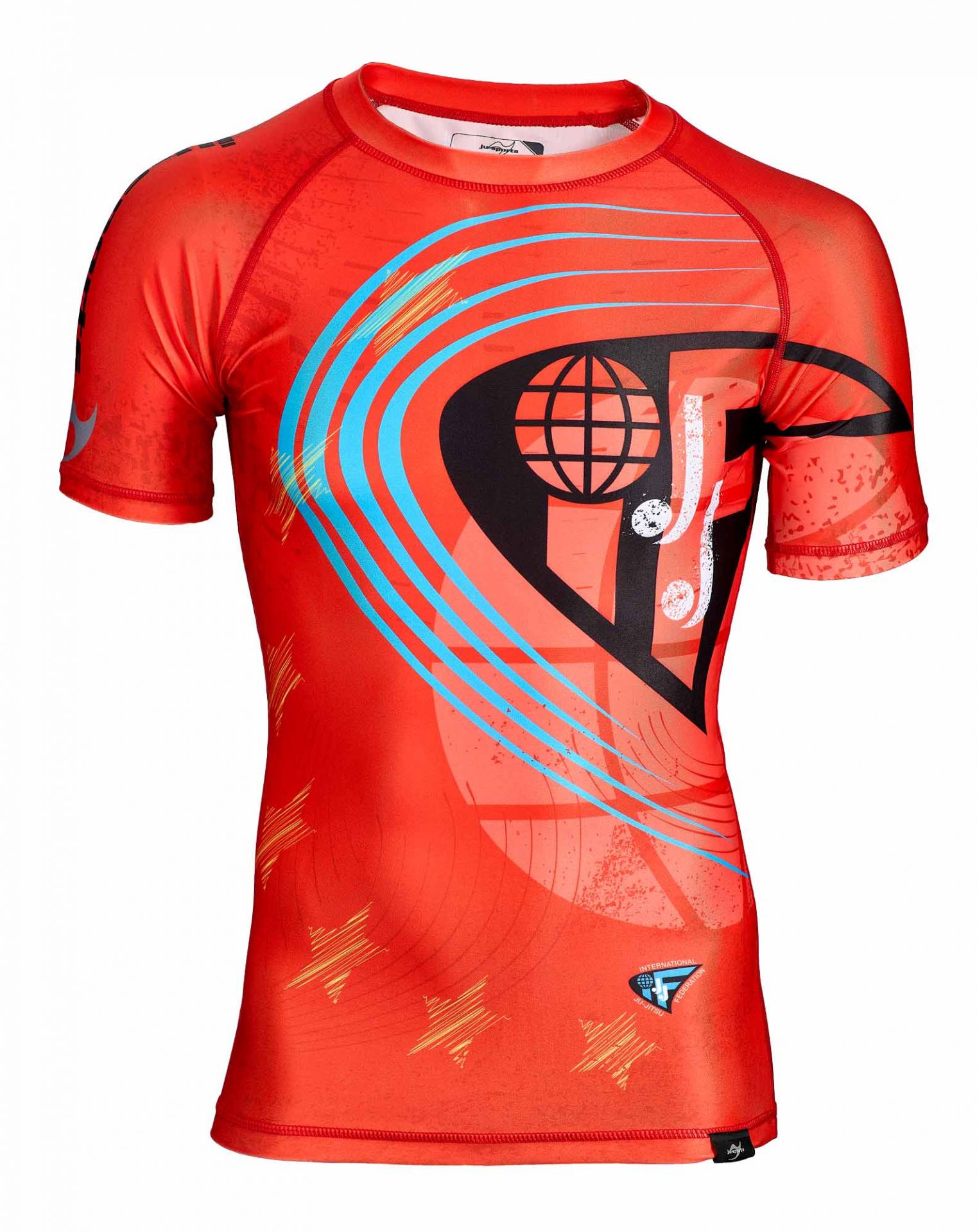 Rashguard kurzarm rot - JJIF approved mit Ländercode