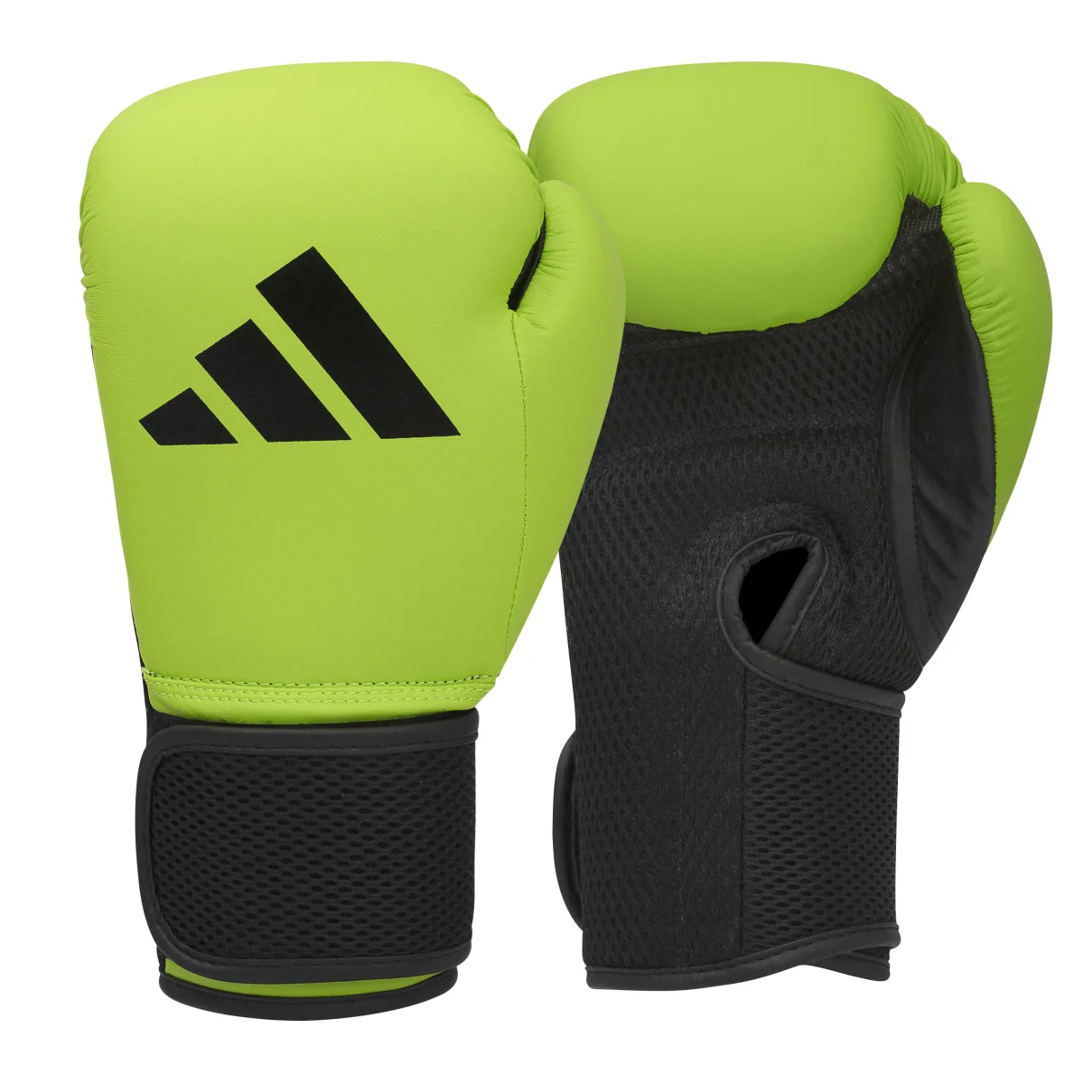 Boxhandschuhe, Neon-Grün, Synthetisches Leder, gepolstert, Klettverschluss