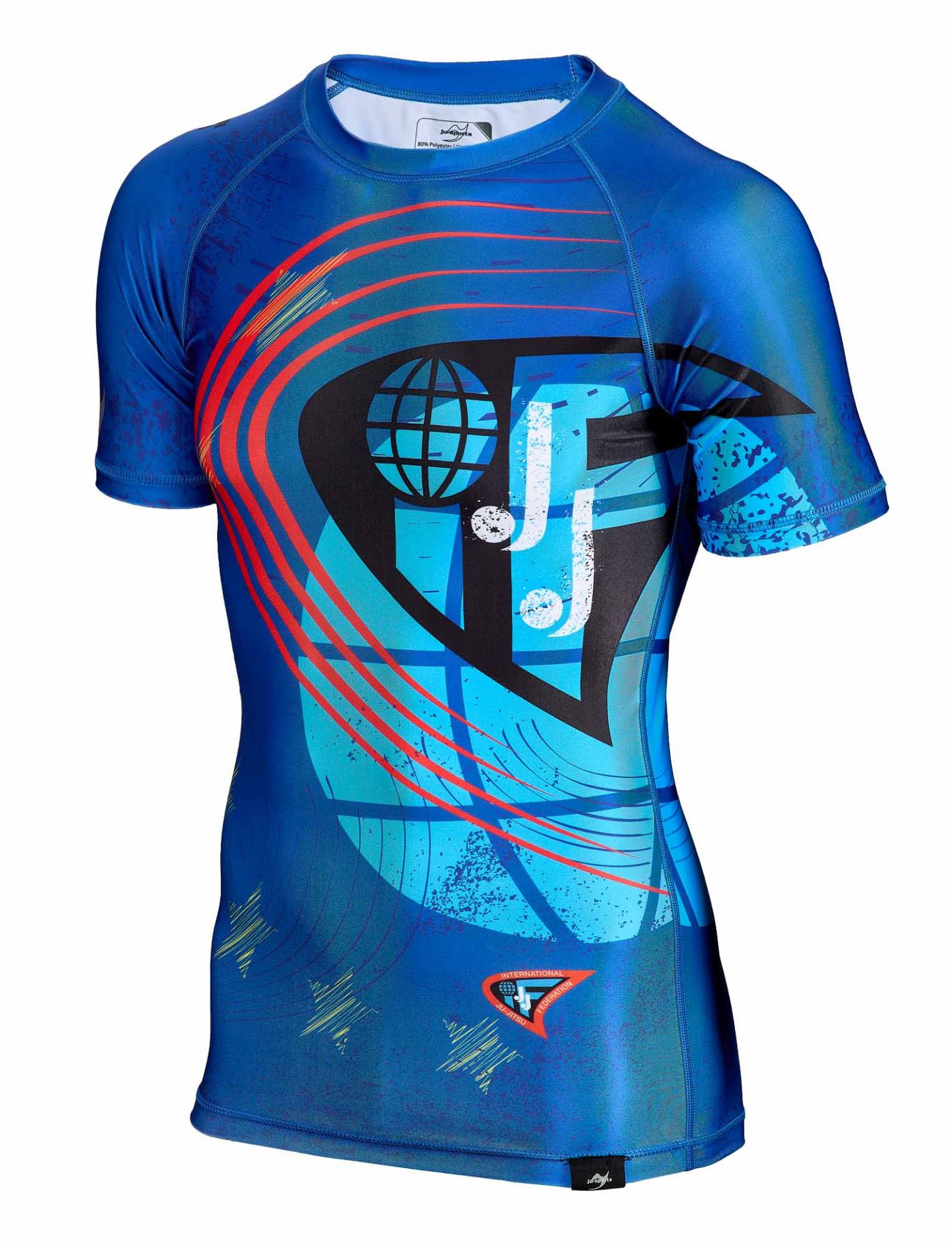 Rashguard kurzarm blau - JJIF approved mit Ländercode