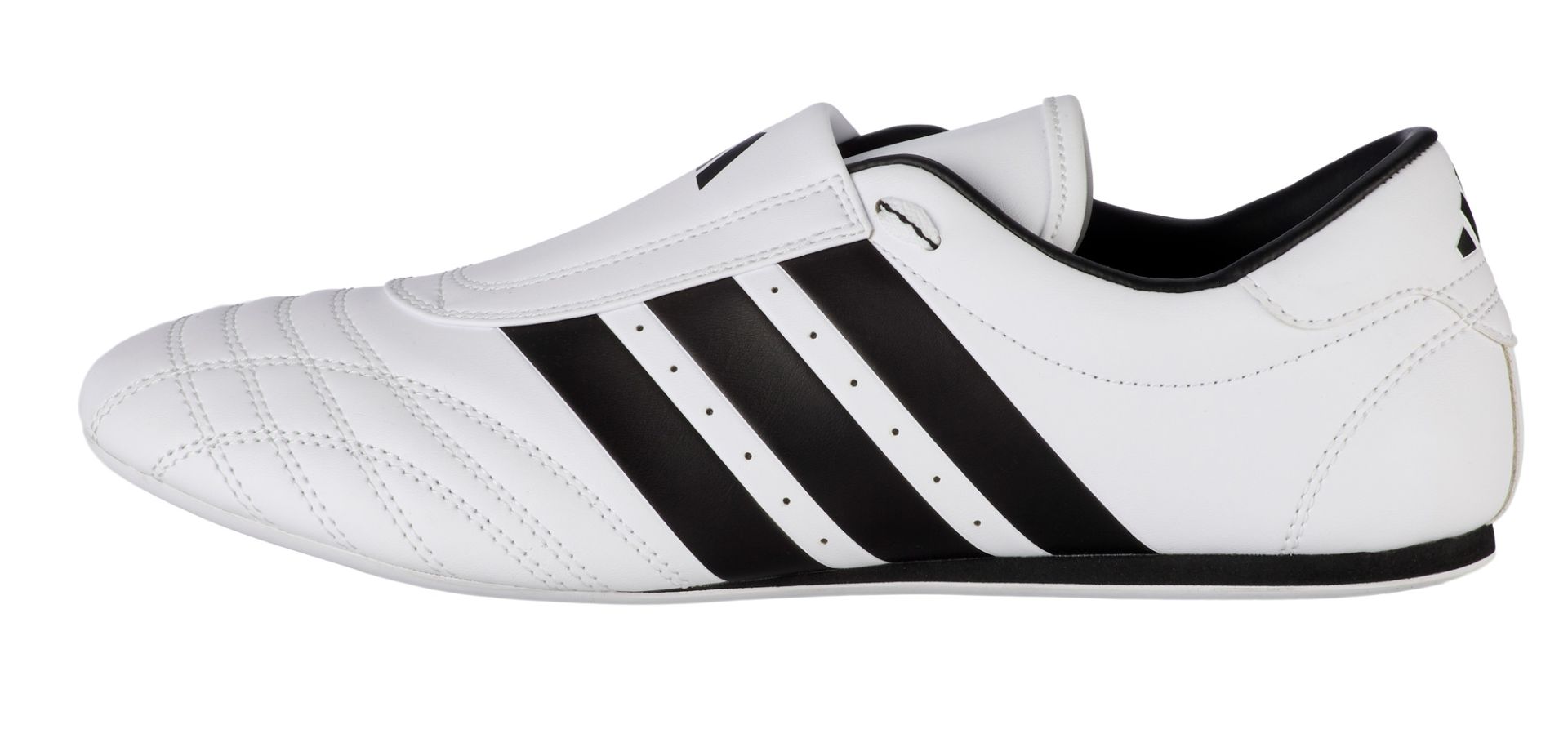 Sneaker, Weiß, Leder, Schwarze Streifen, Slip-on