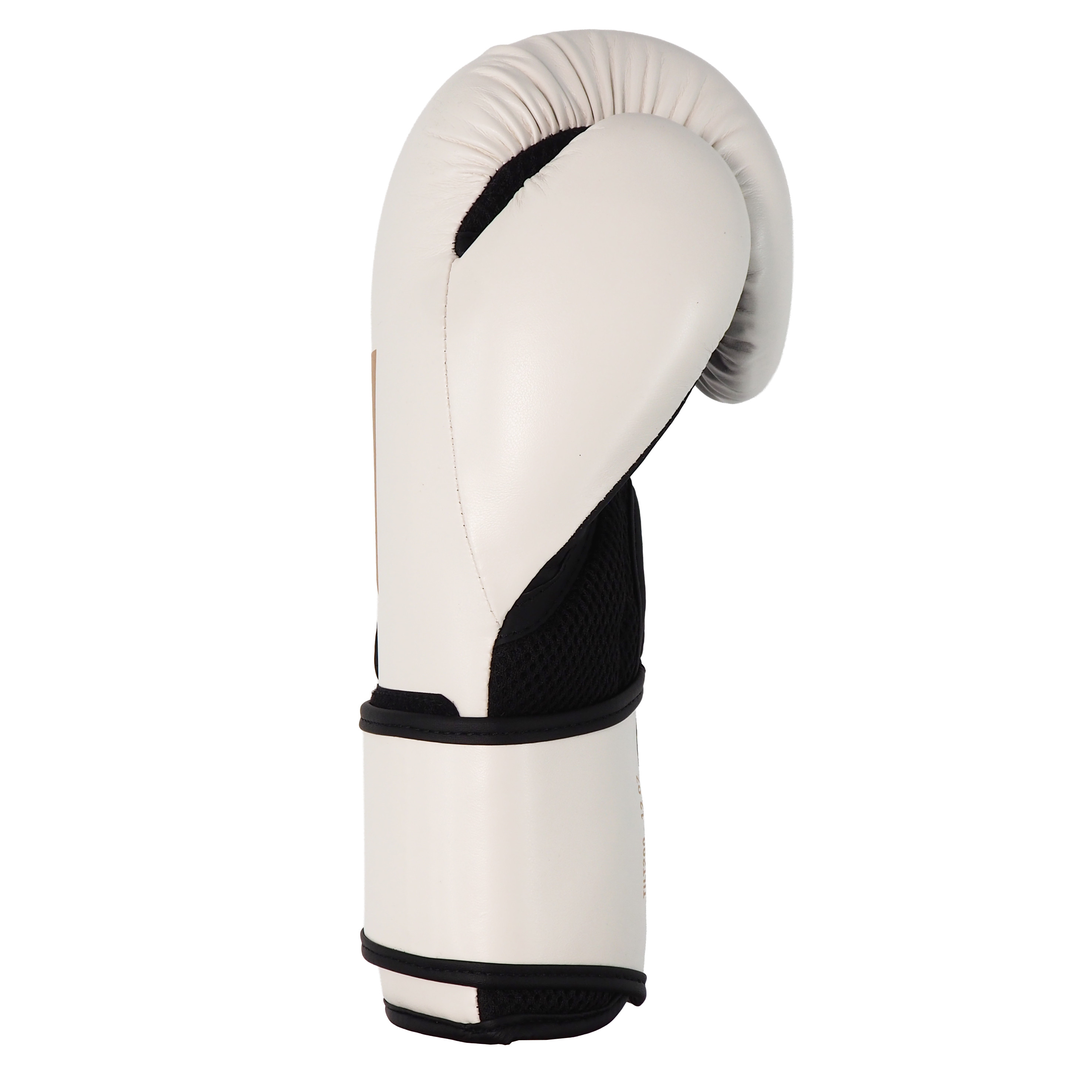 Boxhandschuh, Weißer Handschuh, Leder, gekrümmter Daumen, Klettverschlussband