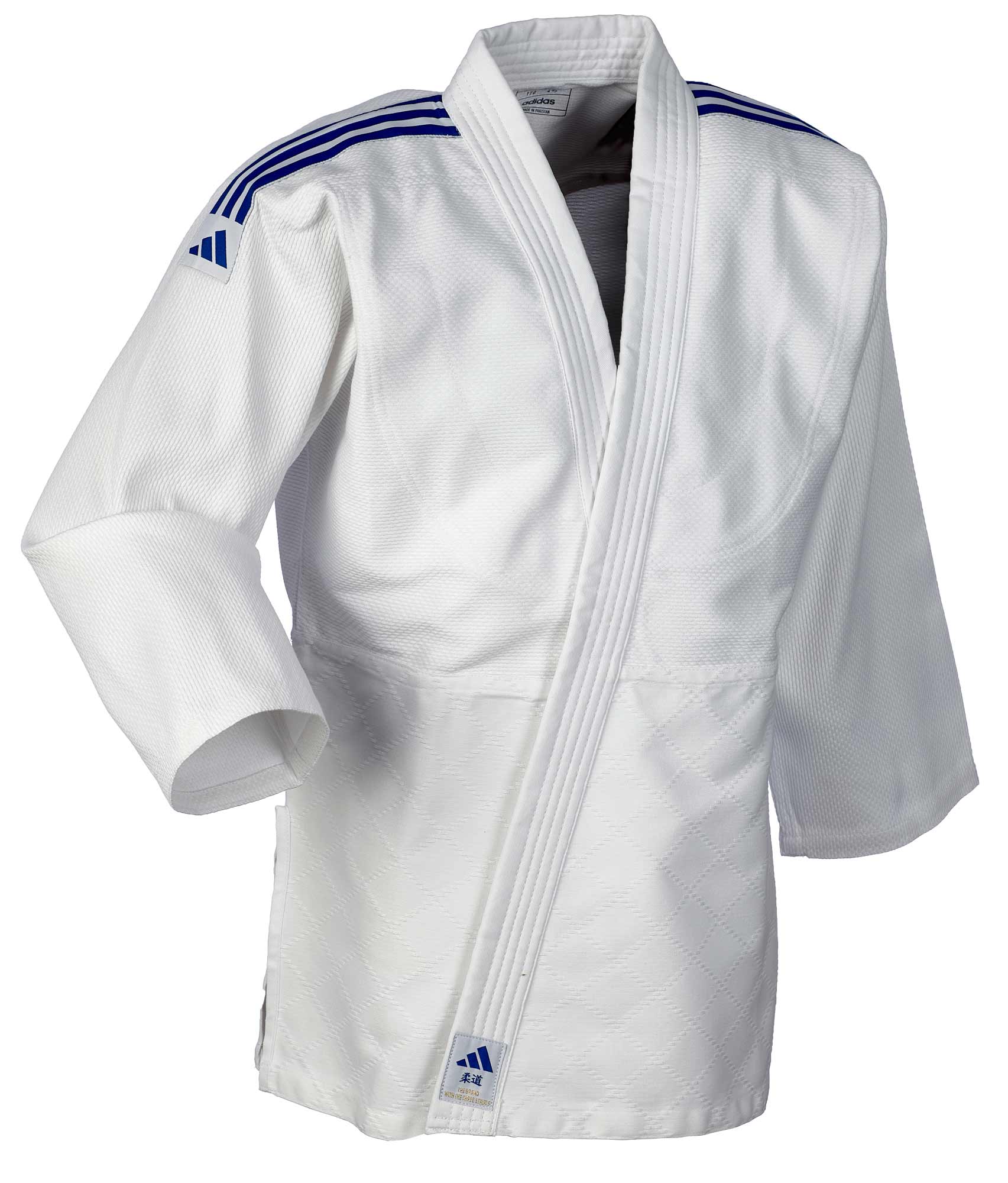 adidas judo gi Club J350E white/blue stripes