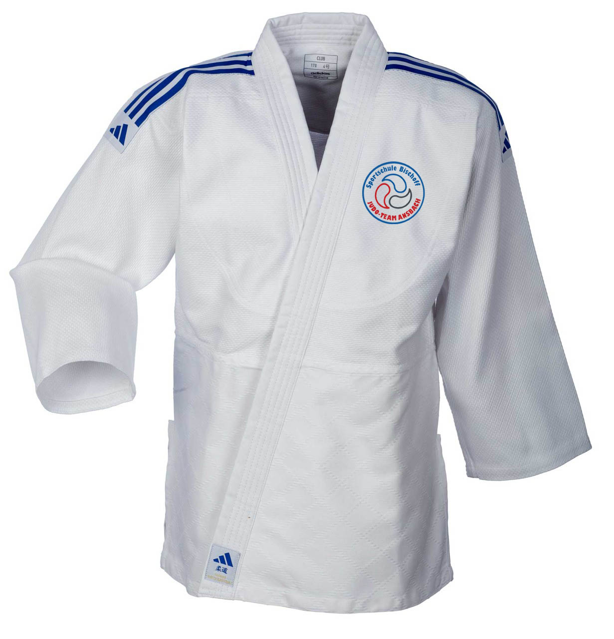 Sportschule Bischoff adidas Judo-Anzug Club weiß/blaue Streifen
