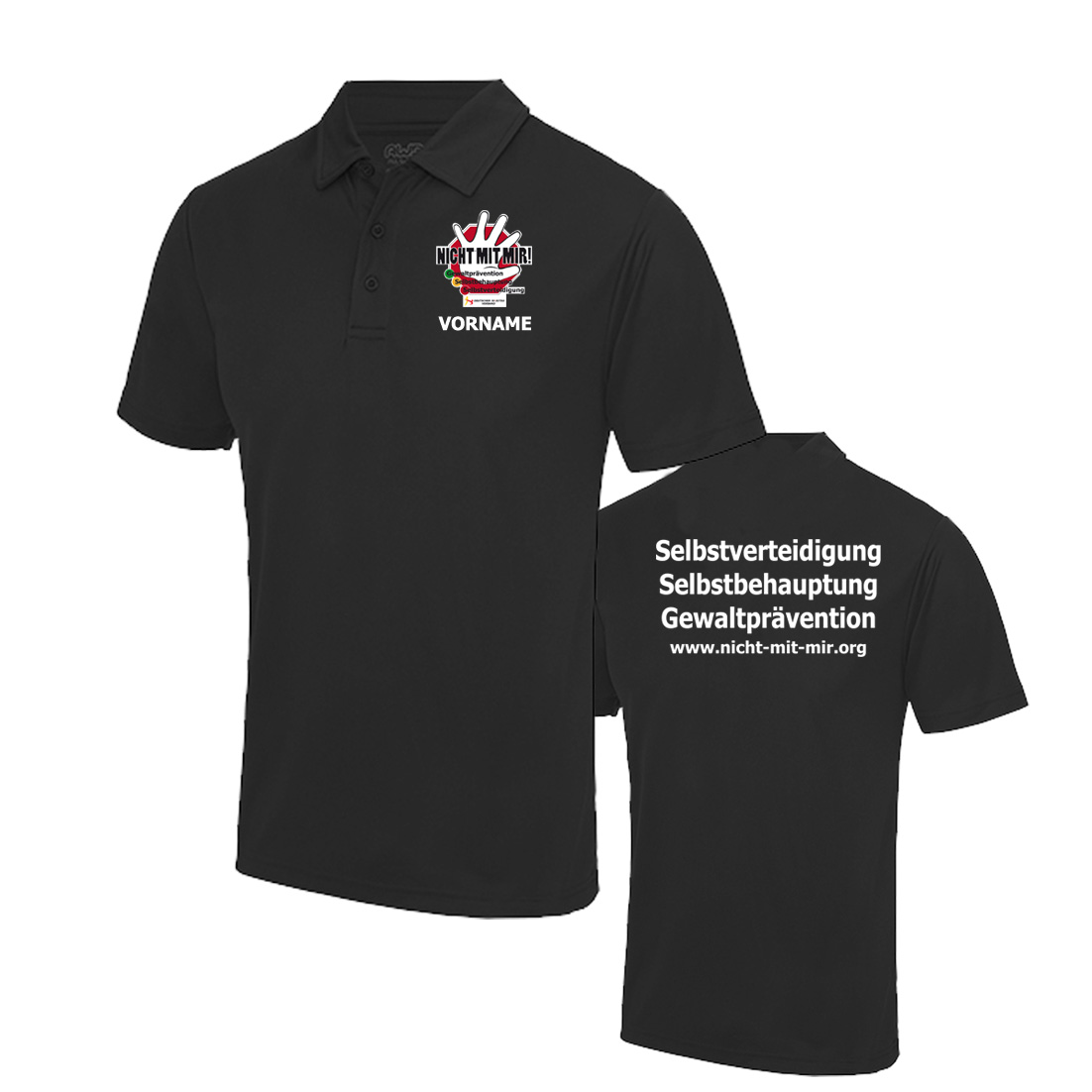 Funktions Poloshirt - "Nicht mit mir!" Unisex, schwarz