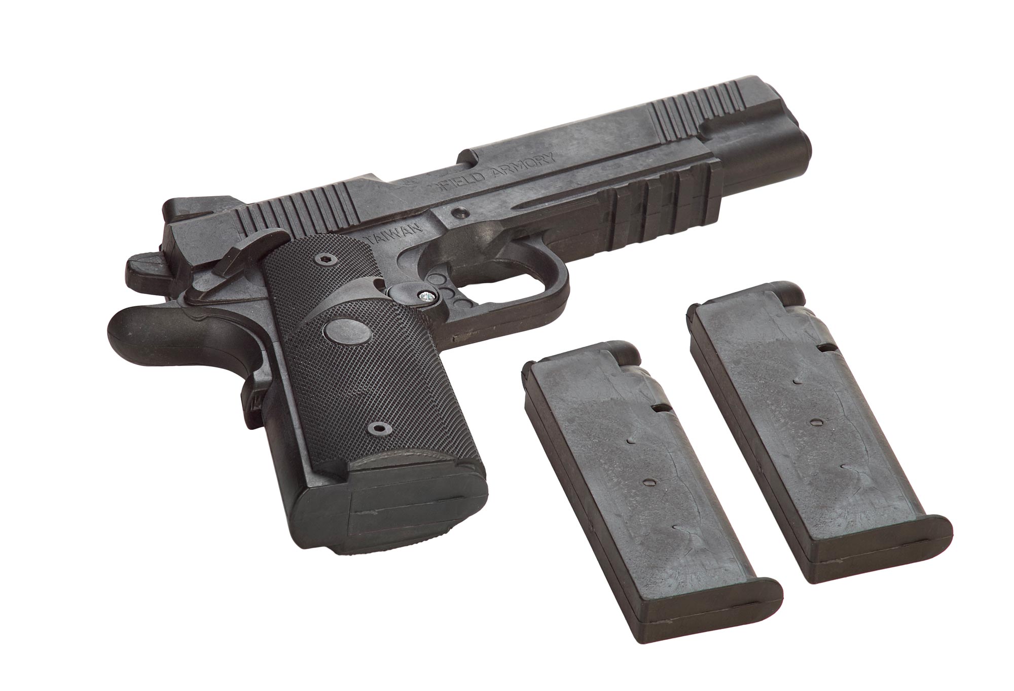 Rubber gun with magazine and two change magazines