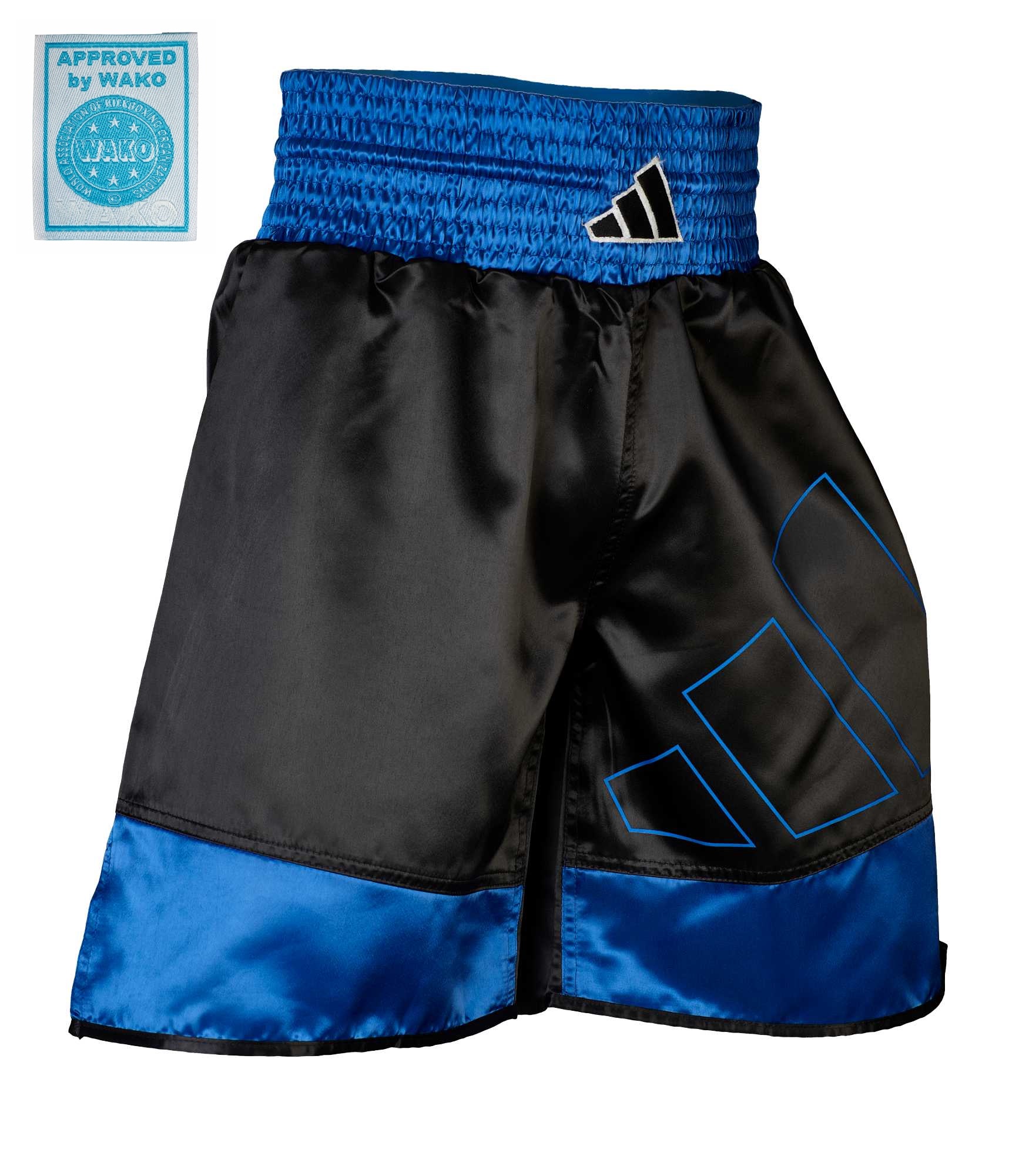 Boxer Shorts, Athletic shorts, Black shorts, Blue waistband, Logo print