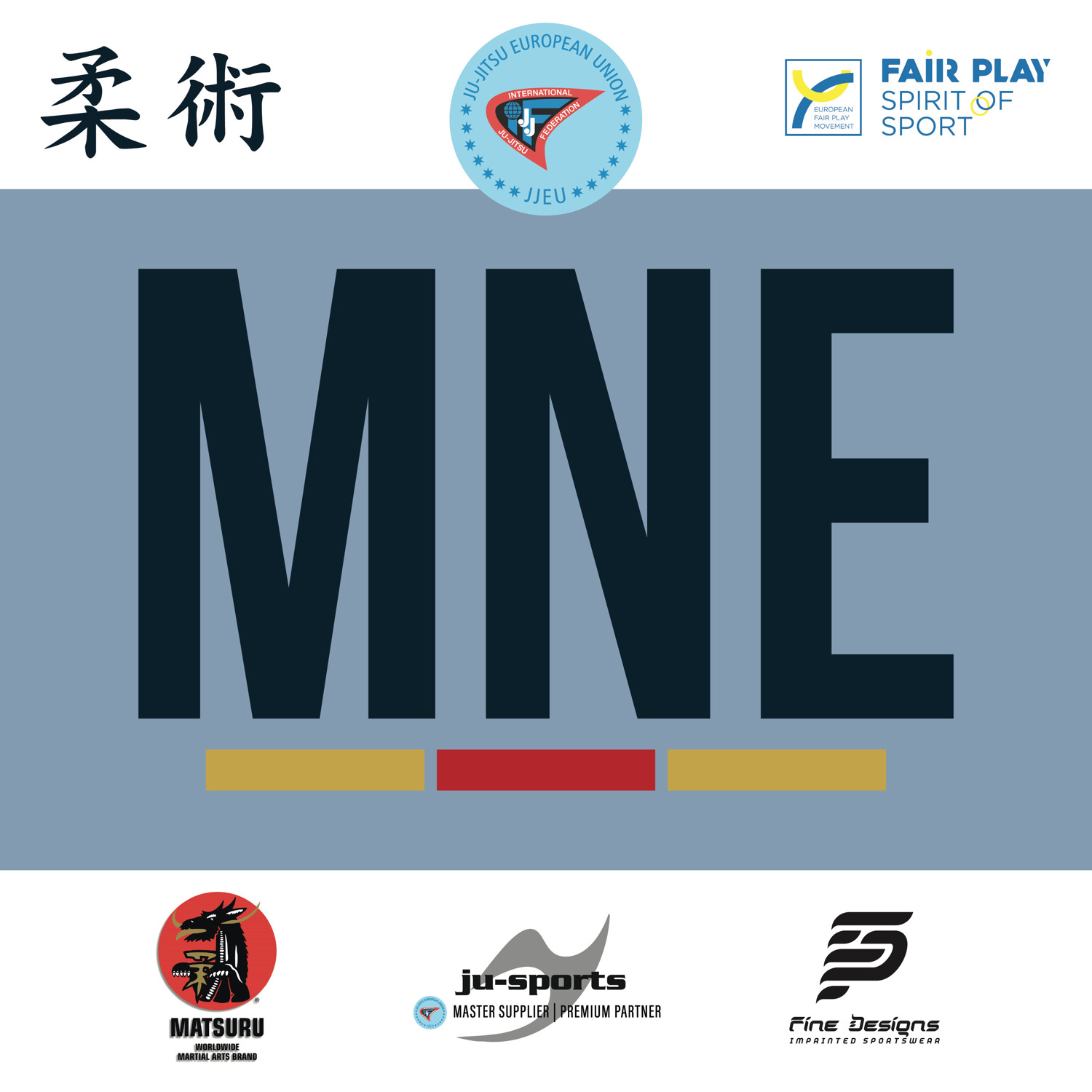 martial arts, giant letters, MNE, blauer Hintergrund, Logos