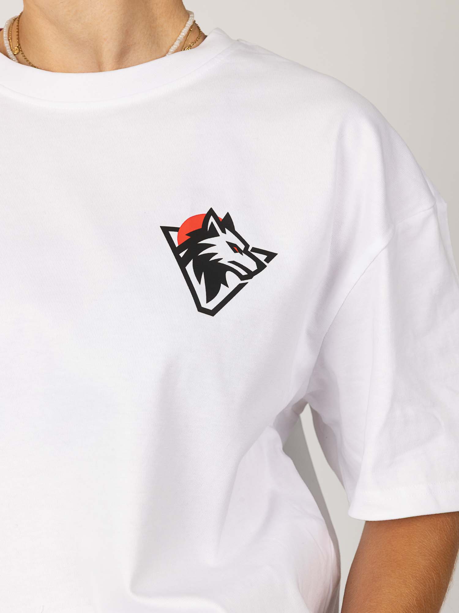 T-Shirt, Kurzarm, Weiß, Logo-Druck, Grafik