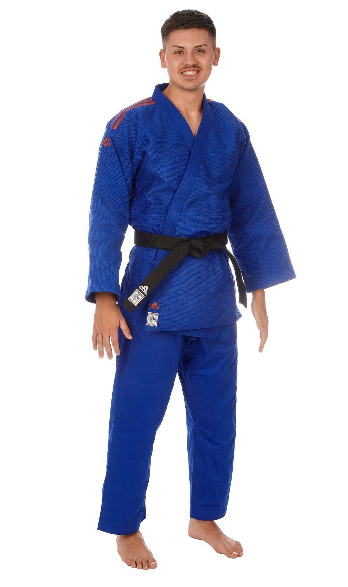 adidas judo gi Champion II JIJF, blue / red stripes