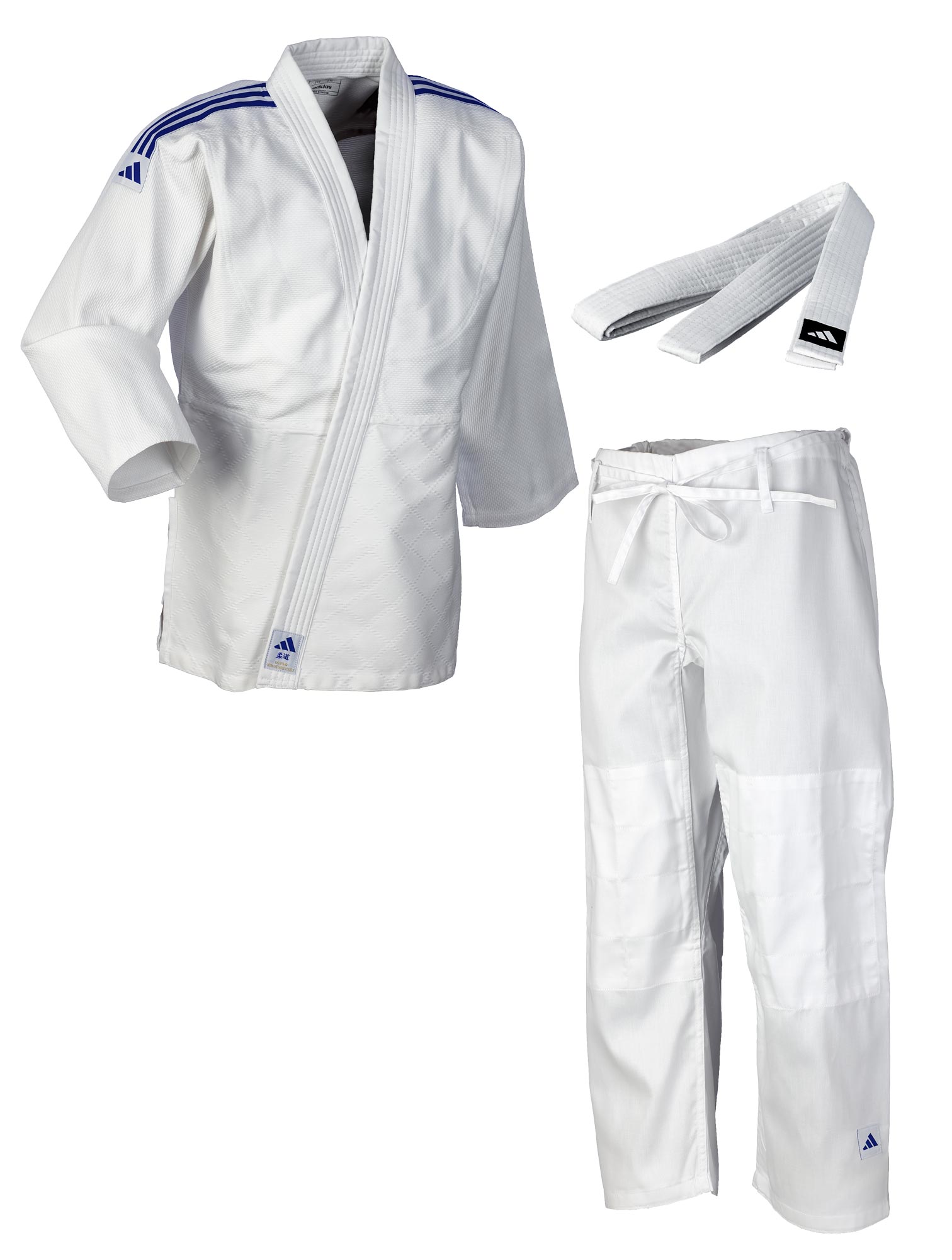 adidas judo gi Club J350E white/blue stripes