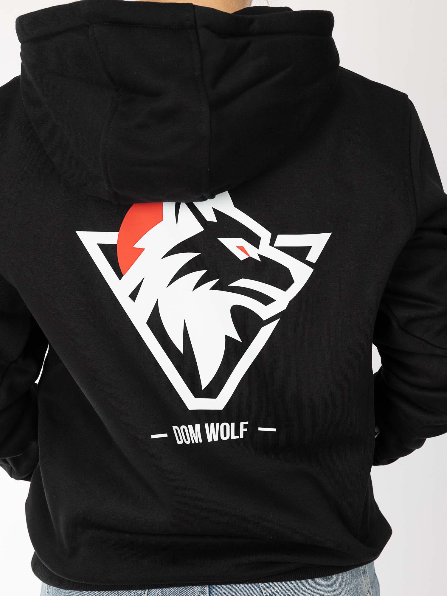 hoodie, schwarz, logo, wolf, grafik