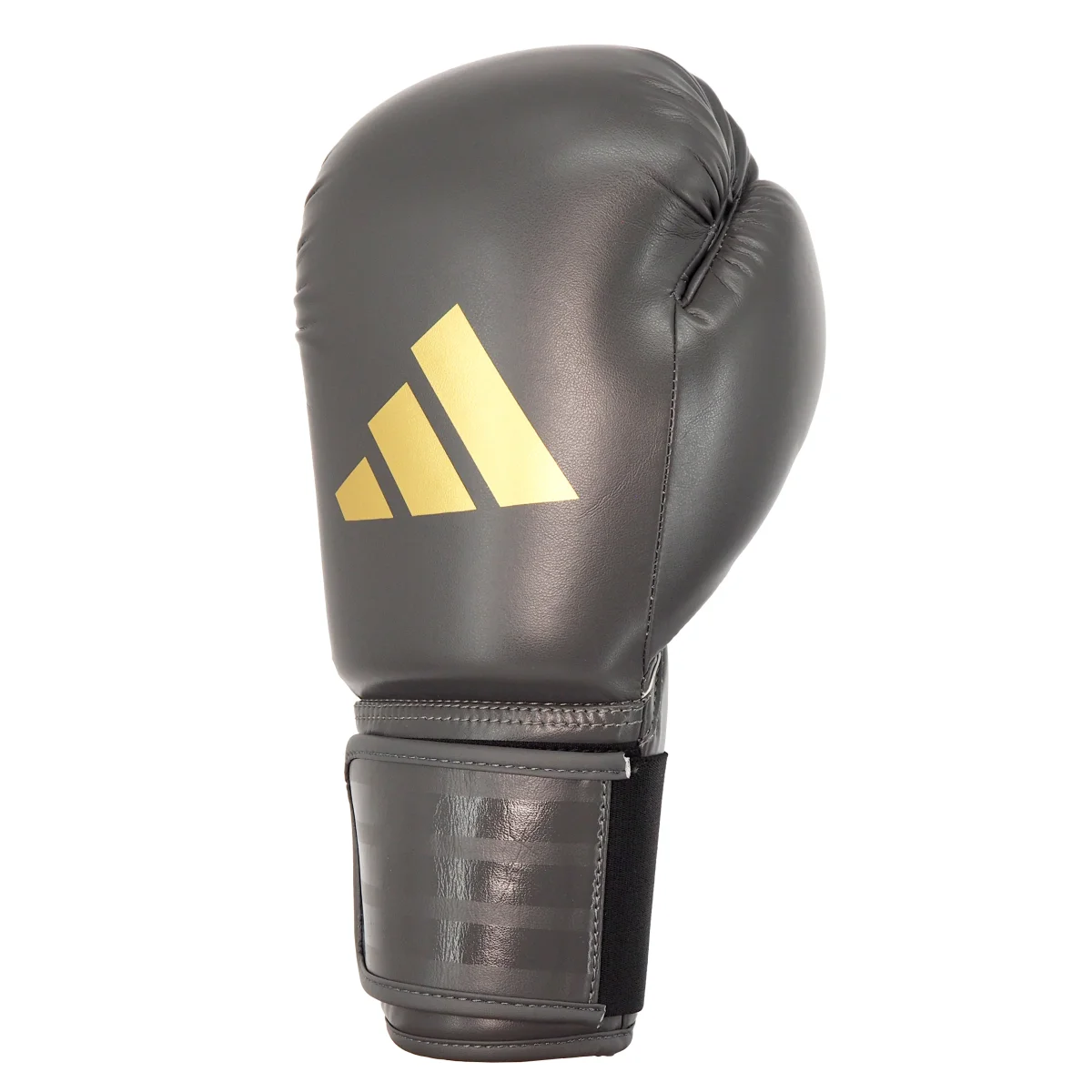 Boxhandschuh, Leder, Grau, Klettverschluss, Goldenes Logo