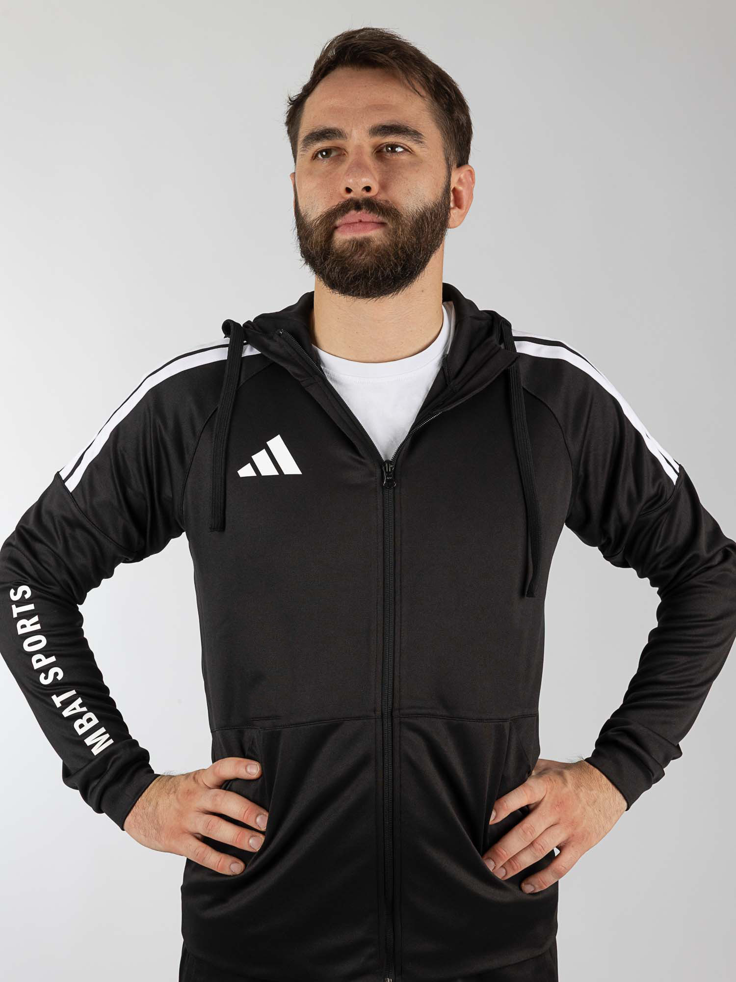 Sportjacke, Zipperjacke, Hoodie, Langarm, Schwarz