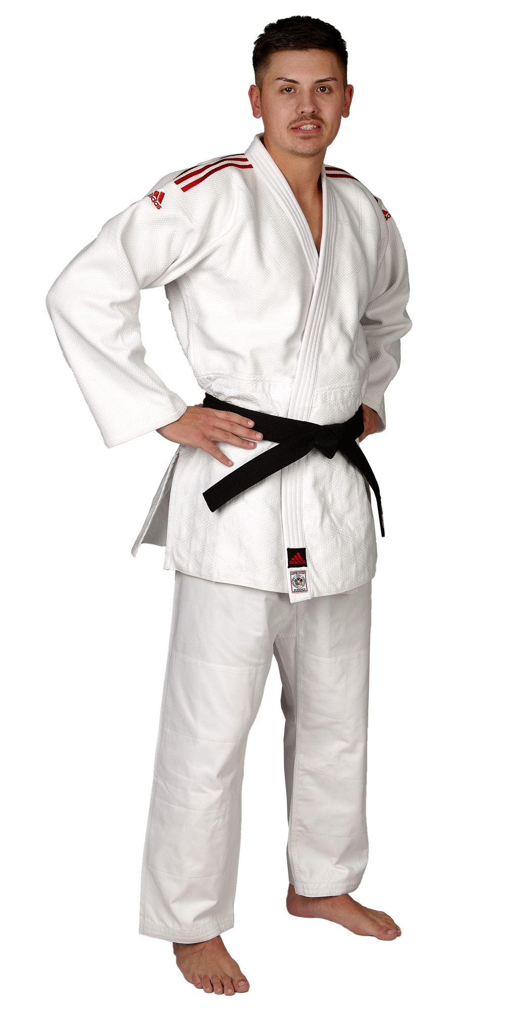 adidas judo gi Champion II JIJF, white / red stripes