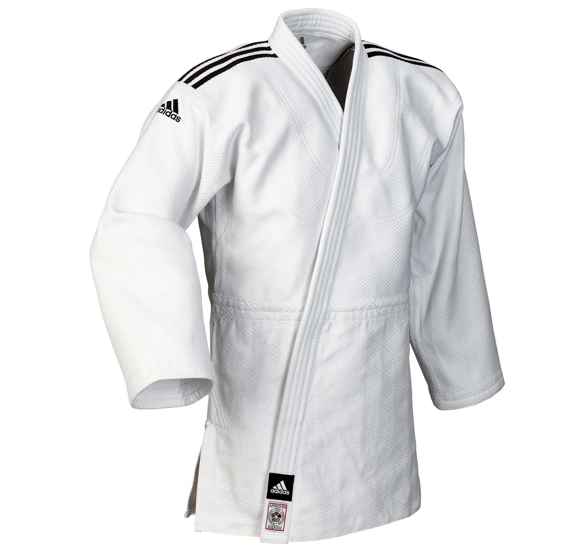 adidas judo gi Champion II JIJFS, white / black stripes slim cut