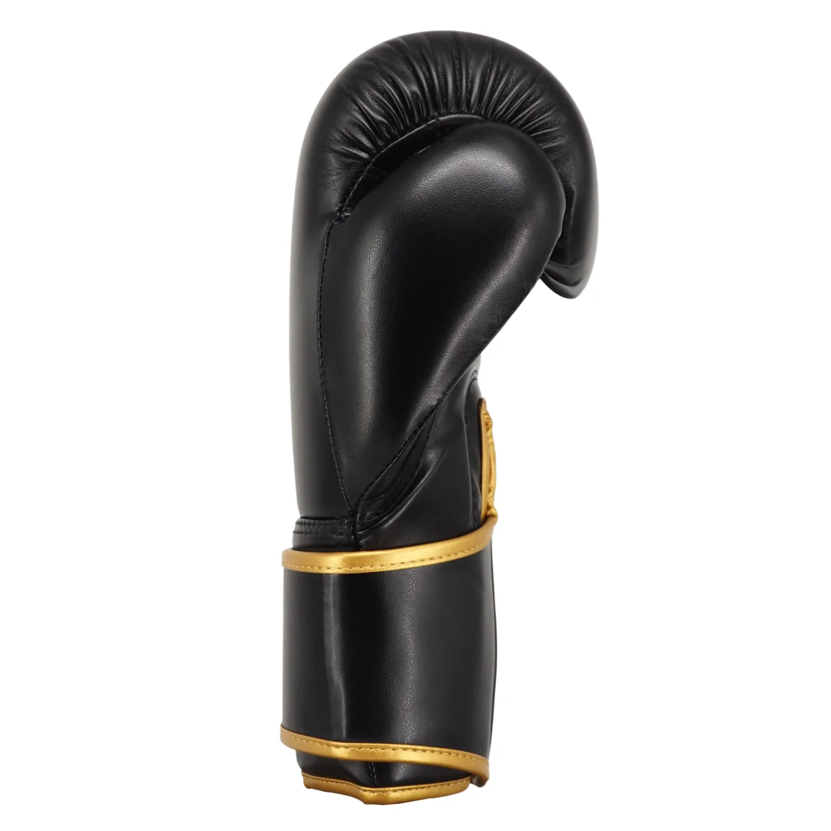 Boxhandschuh, Schwarz, Leder, Goldfarbener Rand,  Gepolstert