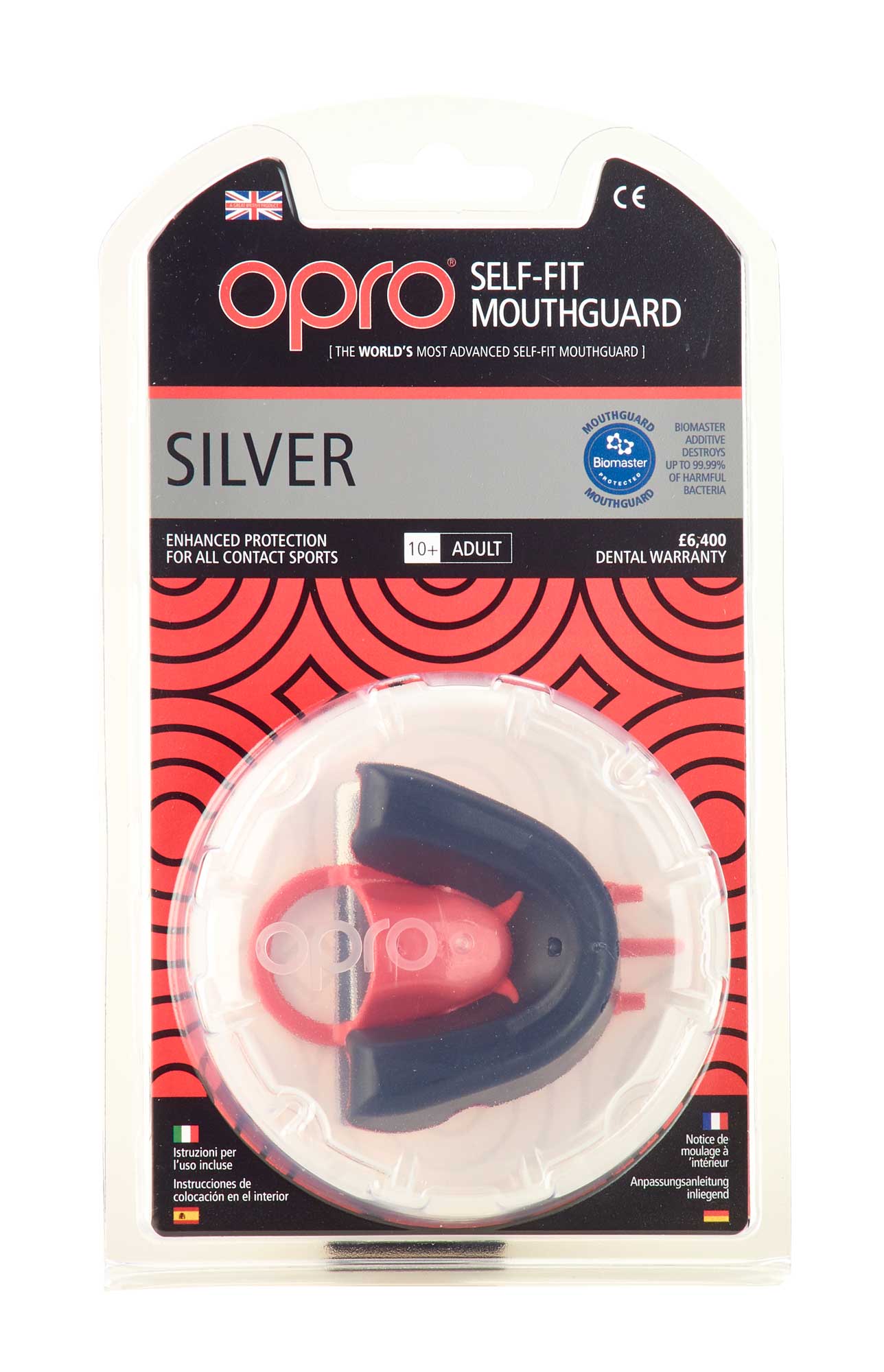 OPRO Zahnschutz Silver - Black/Red