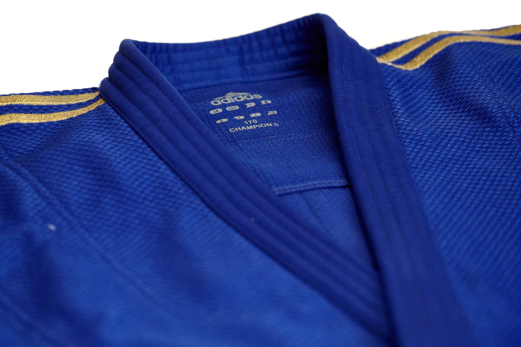 adidas judo gi Champion II JIJF, blue / golden stripes
