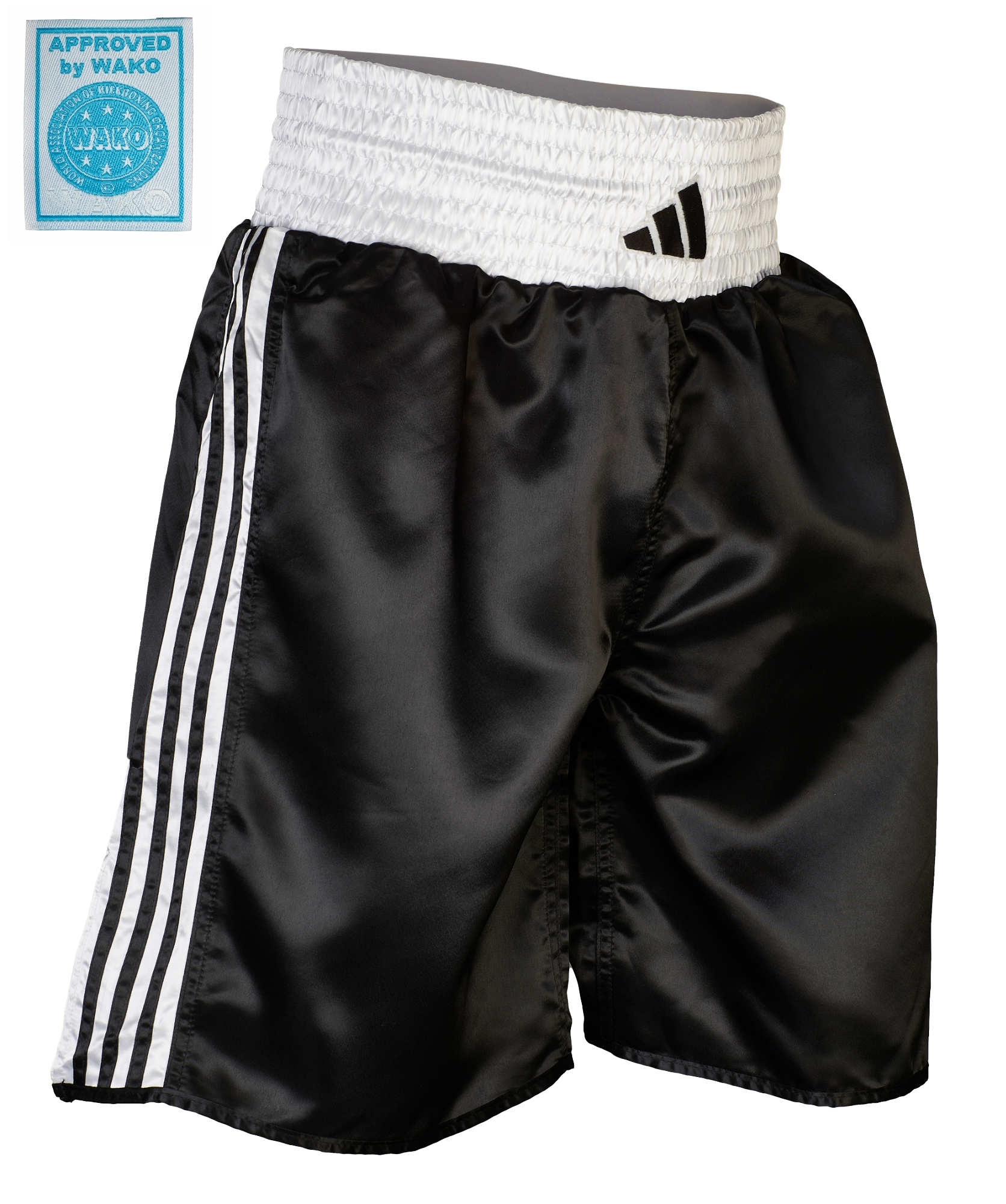 Shorts, Boxing shorts, Schwarz, Weißer Bund, Seitliche Streifen