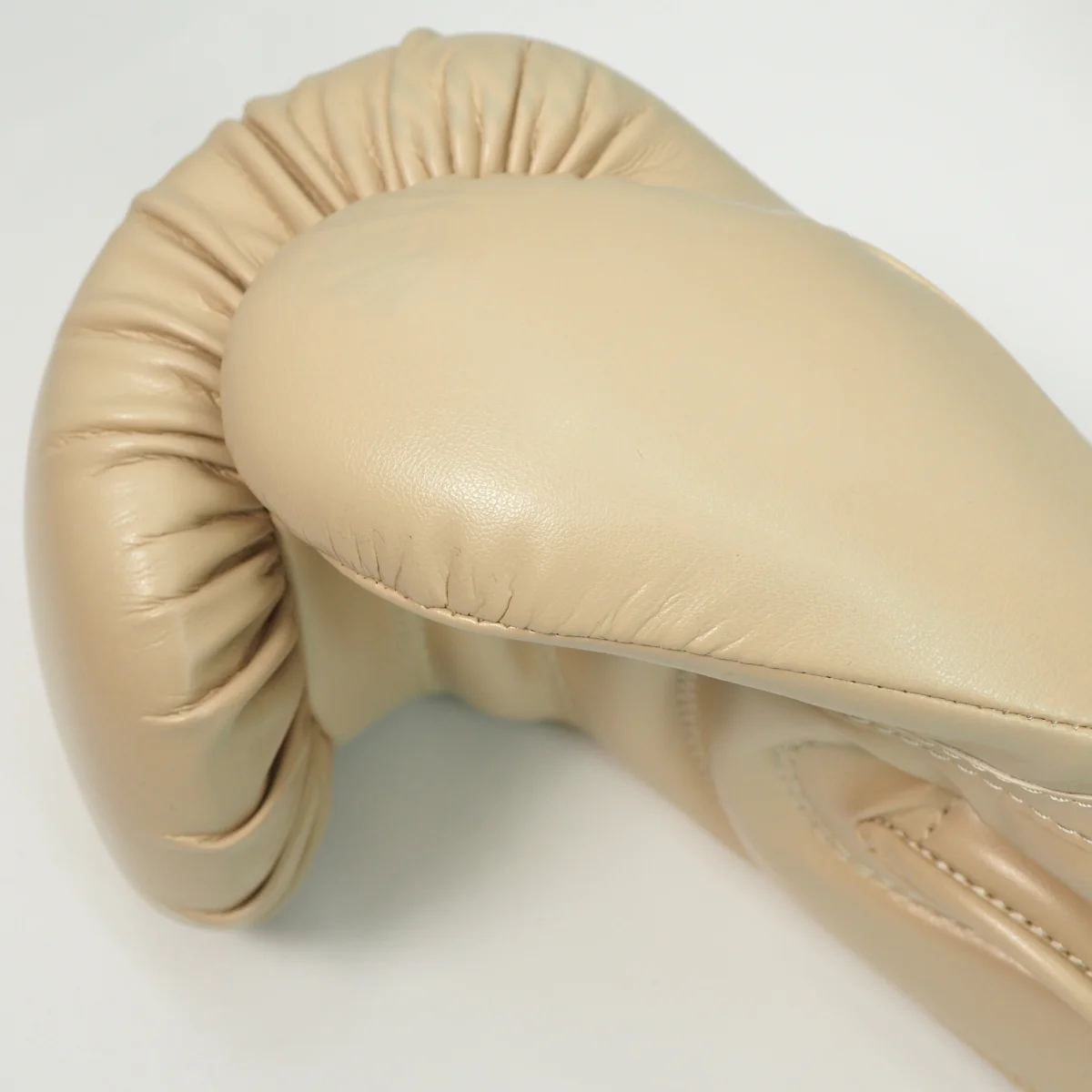 Boxhandschuhe, Leder, Beige, Puffernaht, Gloves