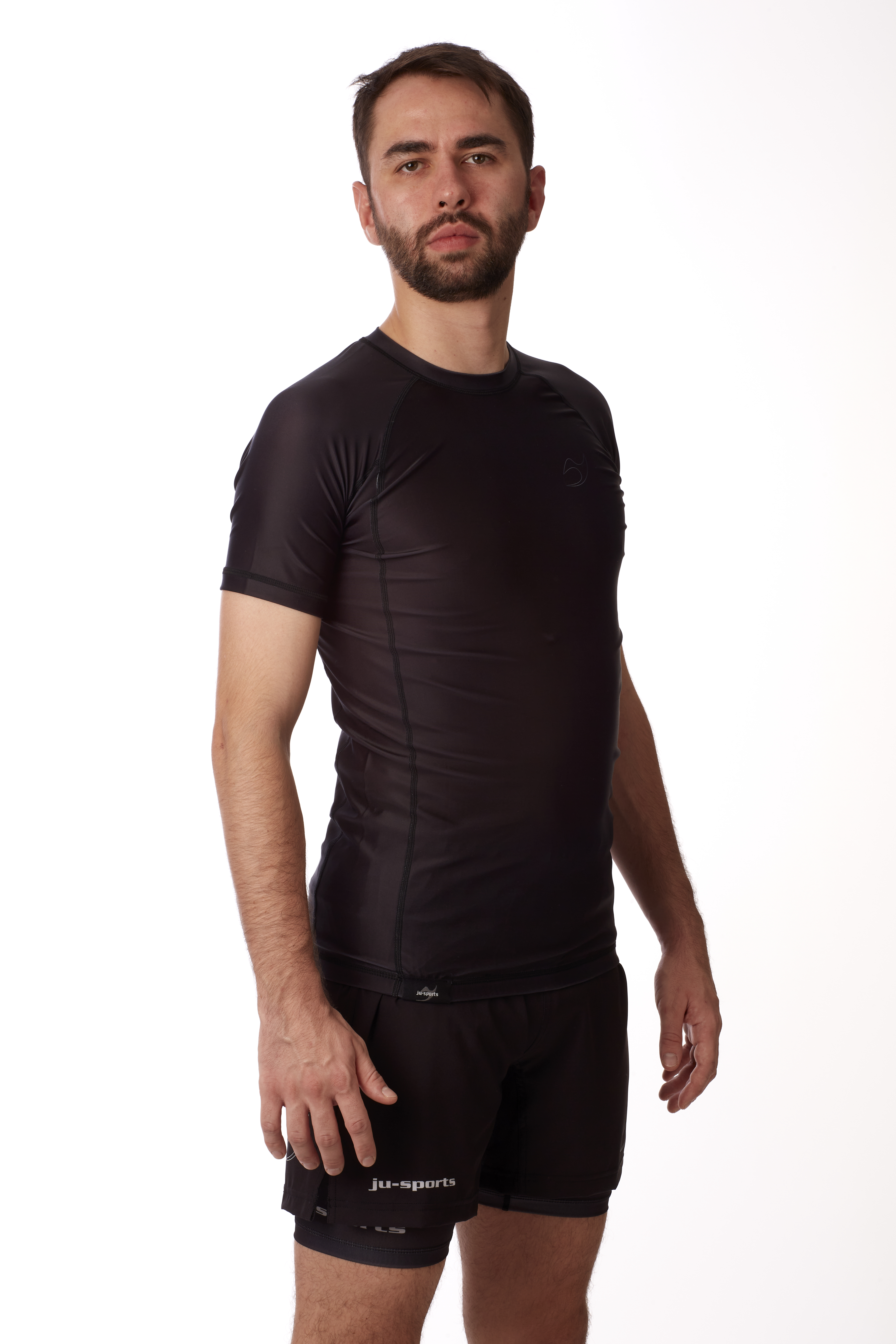 Rashguard, Shorts, Schwarz, Kompressions-, Material: synthetisch
