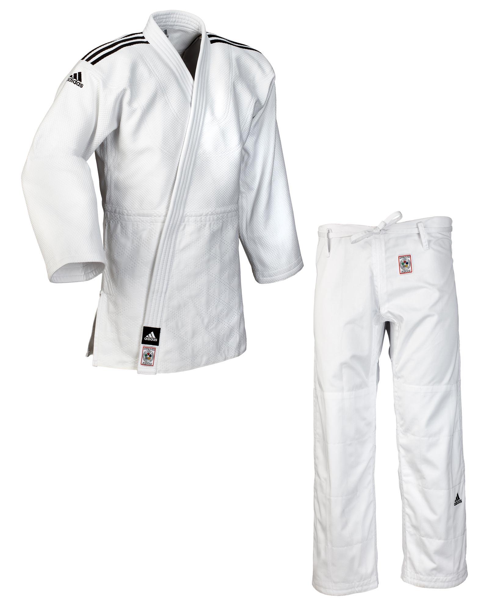 adidas judo gi Champion II JIJFS, white / black stripes slim cut