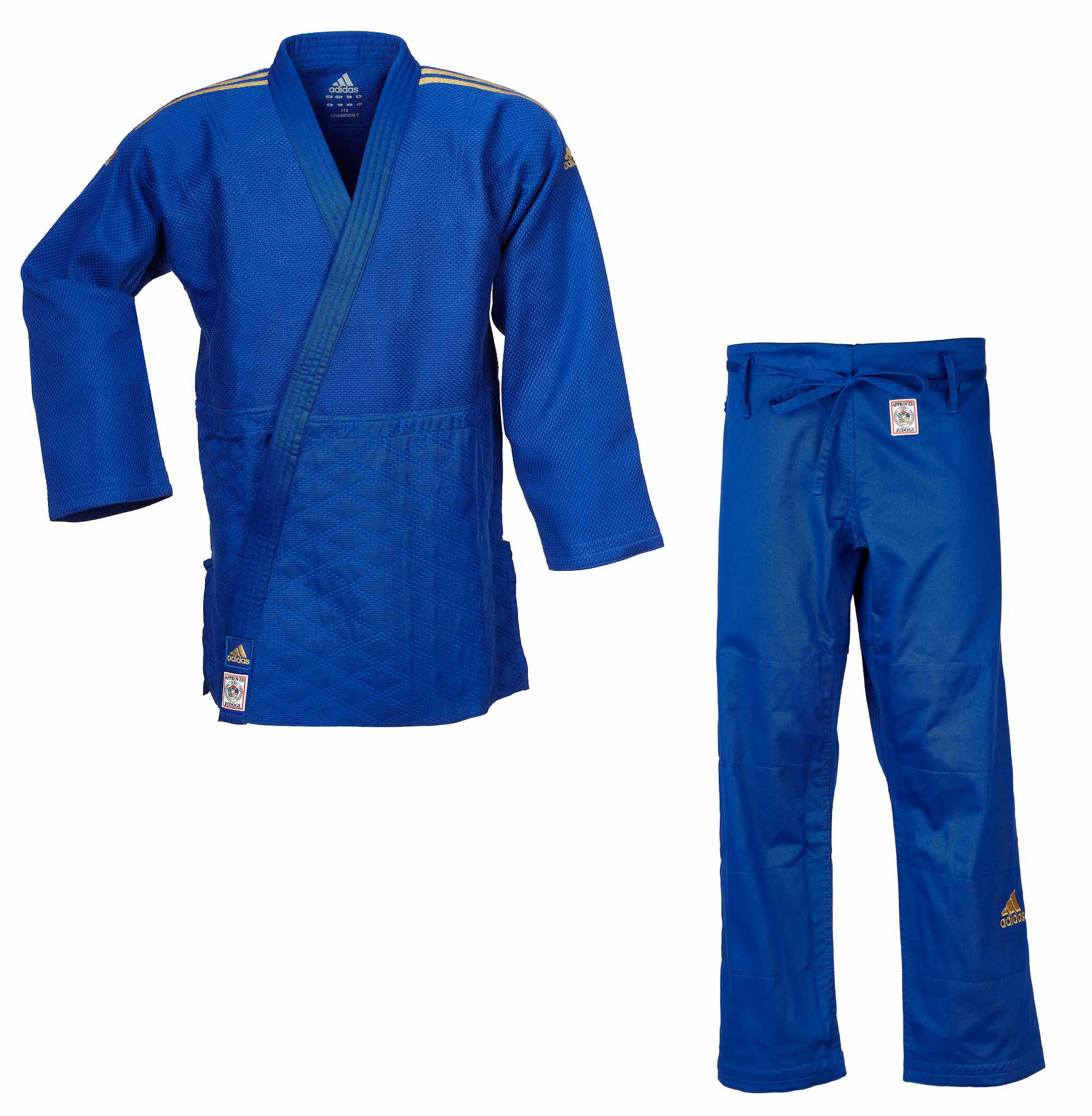 adidas judo gi Champion II JIJF, blue / golden stripes