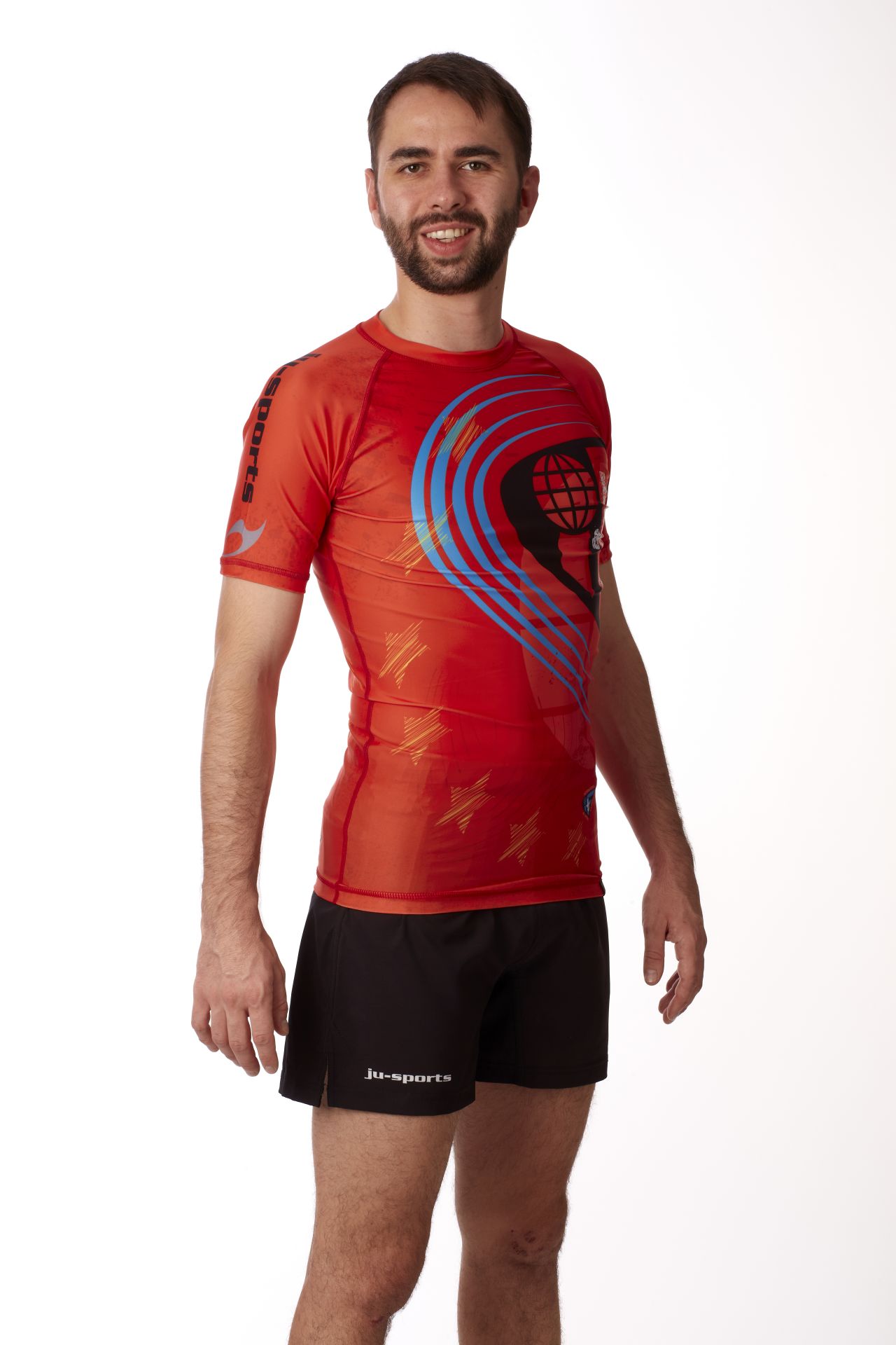 Rashguard kurzarm rot - JJIF approved mit Ländercode
