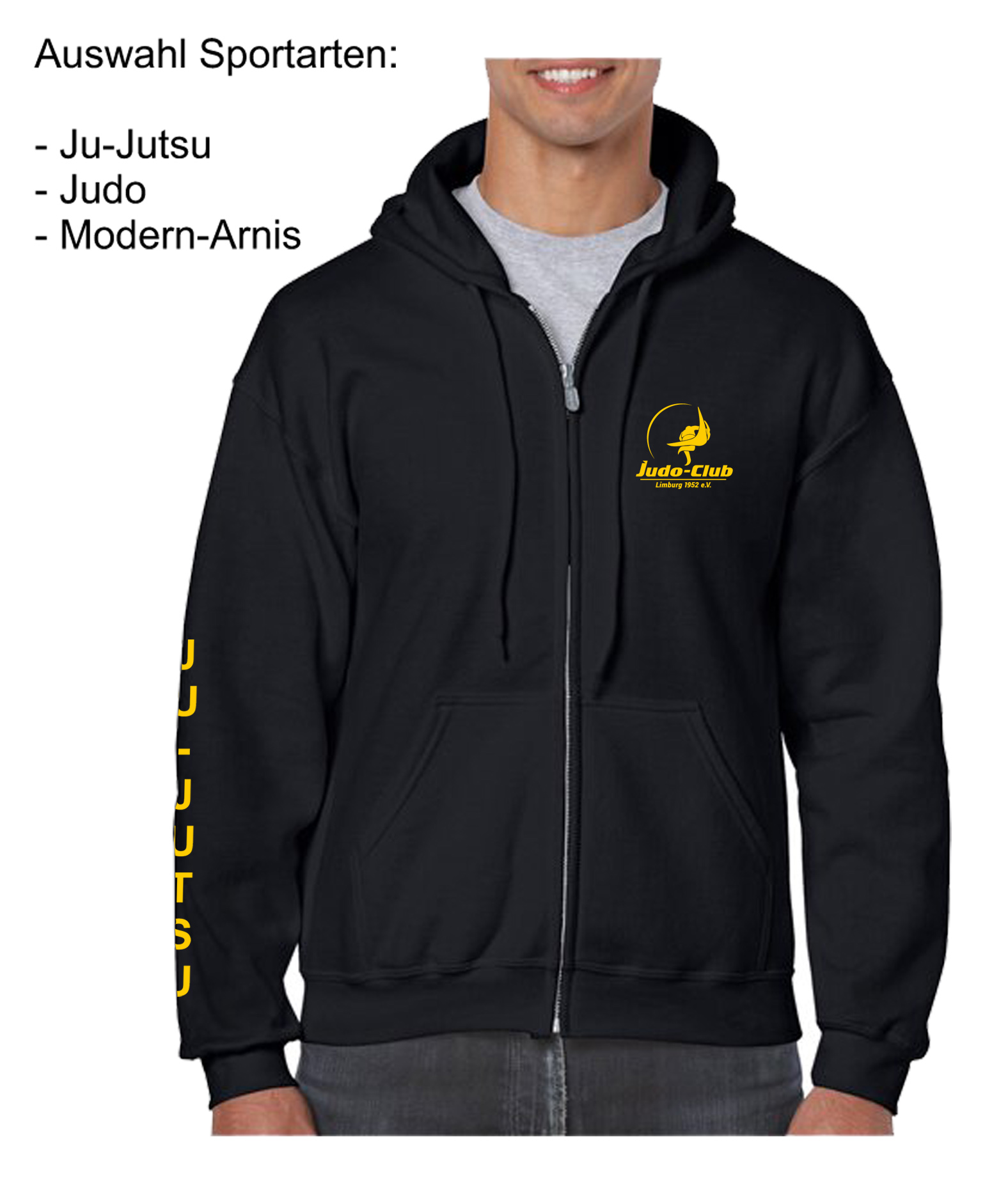 Zip-Hoodie Judo Club Limburg mit Armdruck Sportart