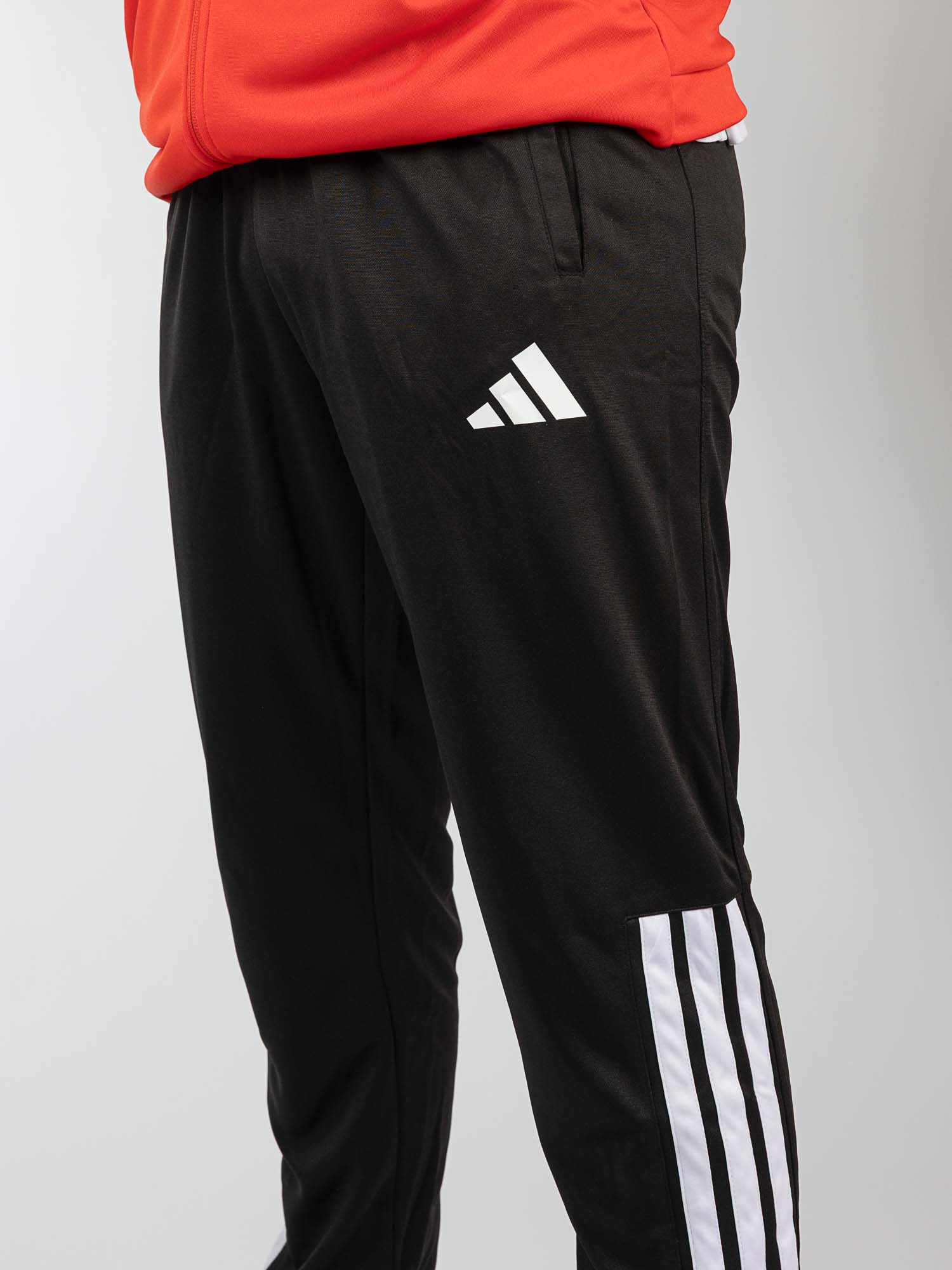 Trainingshose, Schwarz, Drei Streifen, Nylon/Synthetik, Sportswear
