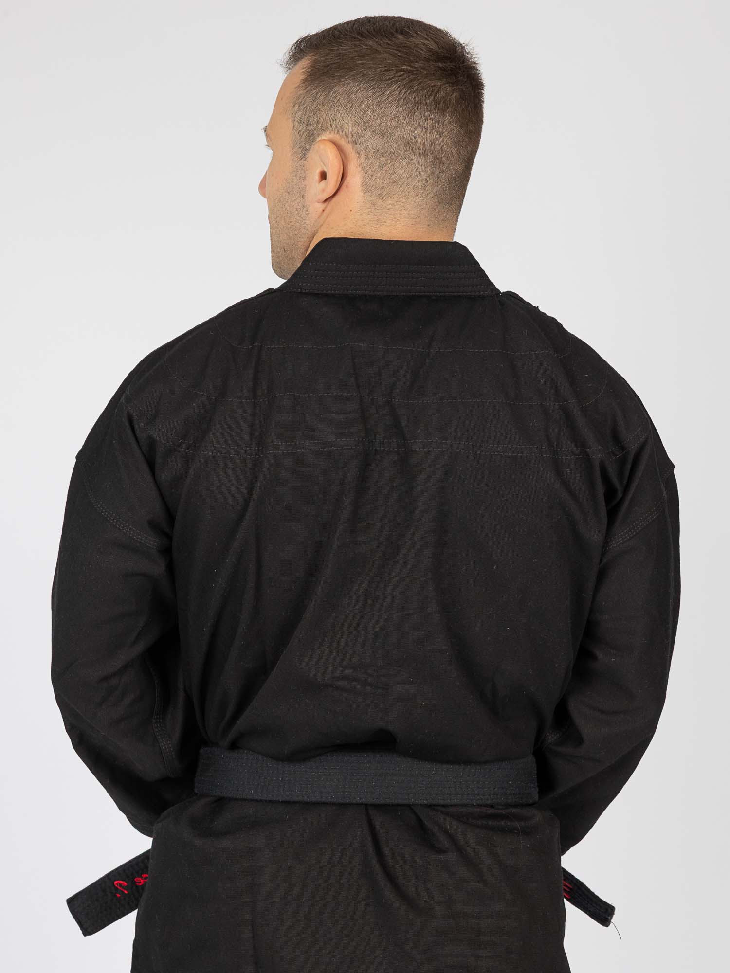 black, jacke, gürtel, rückseite, langarm