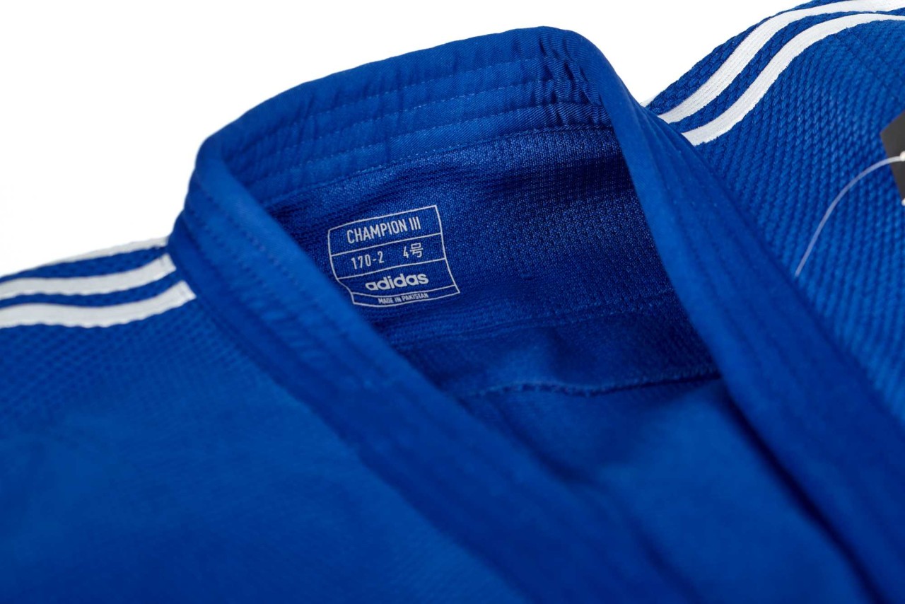 adidas judo jacket Champion III JIJFB-JAC-1 blue/white stripes slim cut