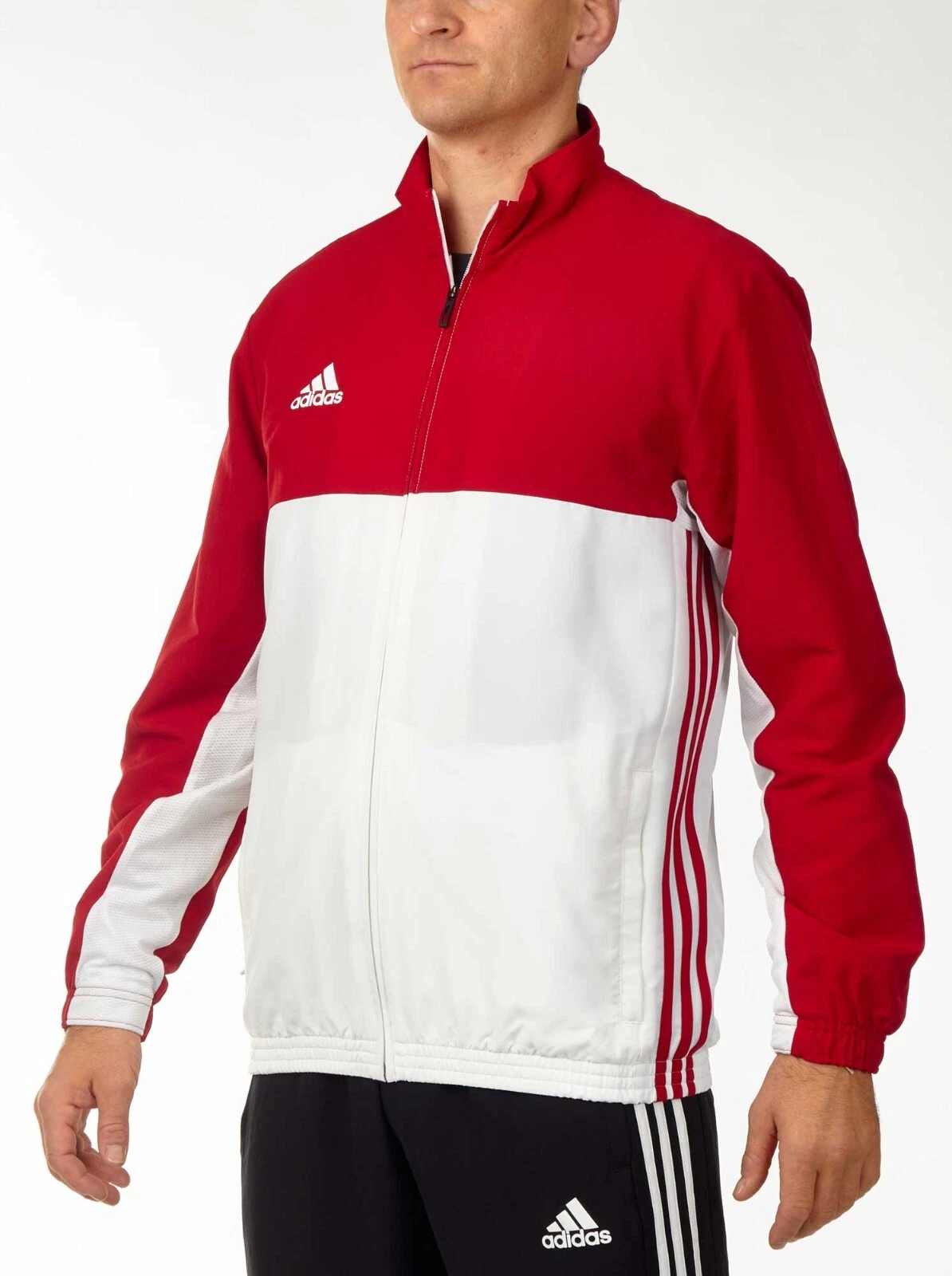 Trainingsjacke, Herren, Adidas-Style, Rot-Weiß, Reißverschluss