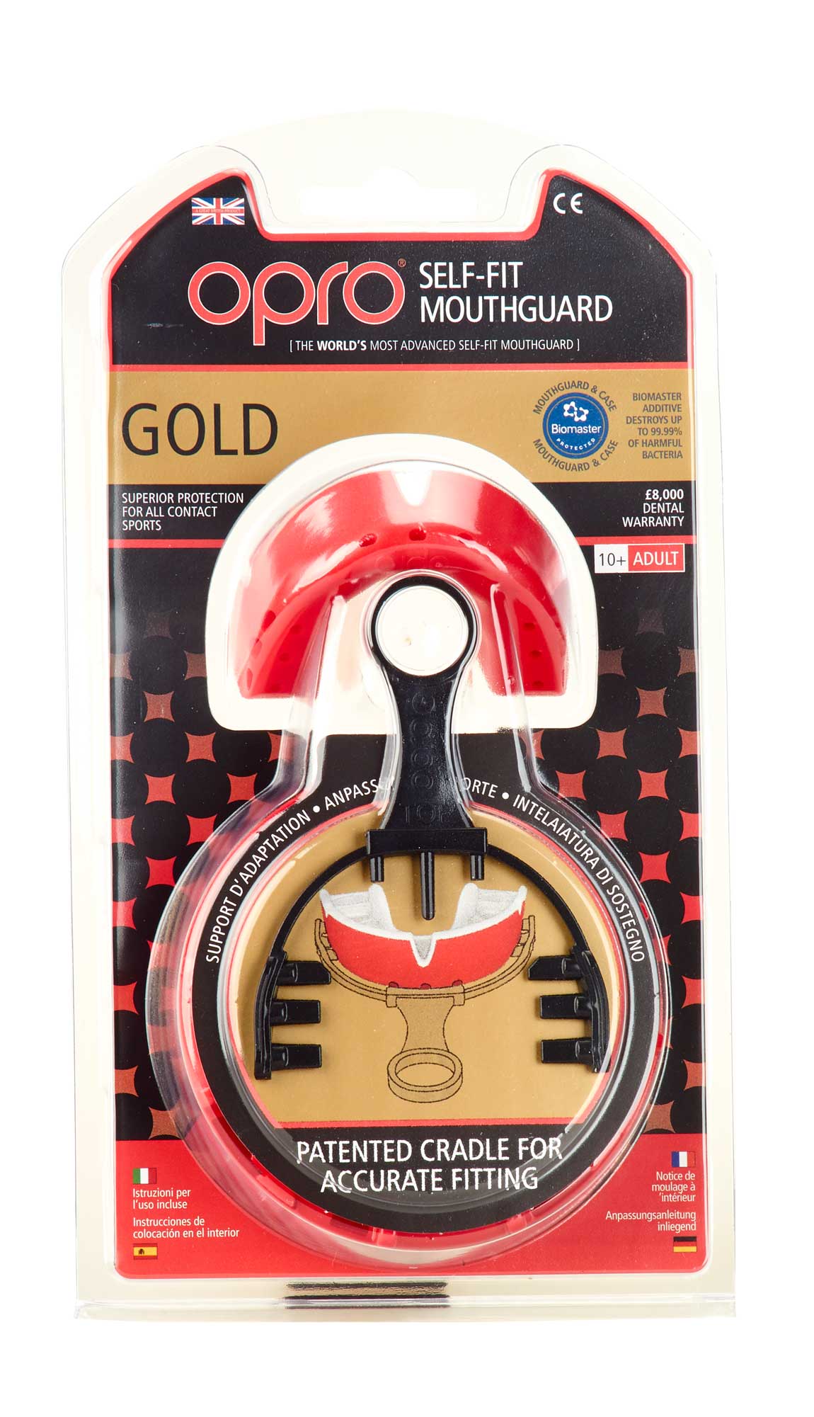 OPRO Mouthguard Gold Level Senior red/pearl