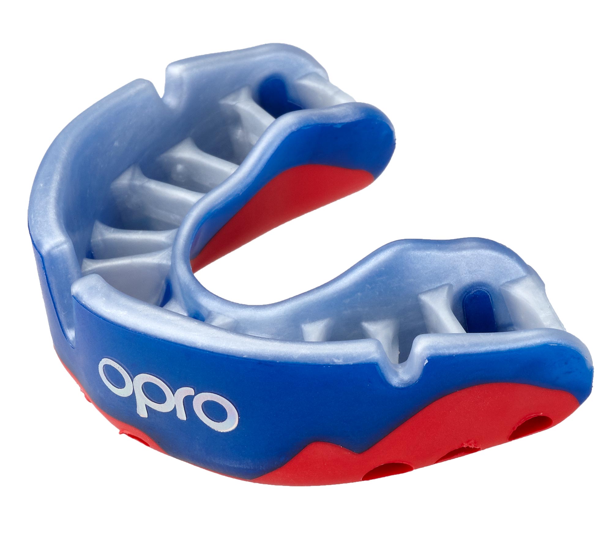 OPRO Mouthguard Platinum Level Senior blue/pearl/red