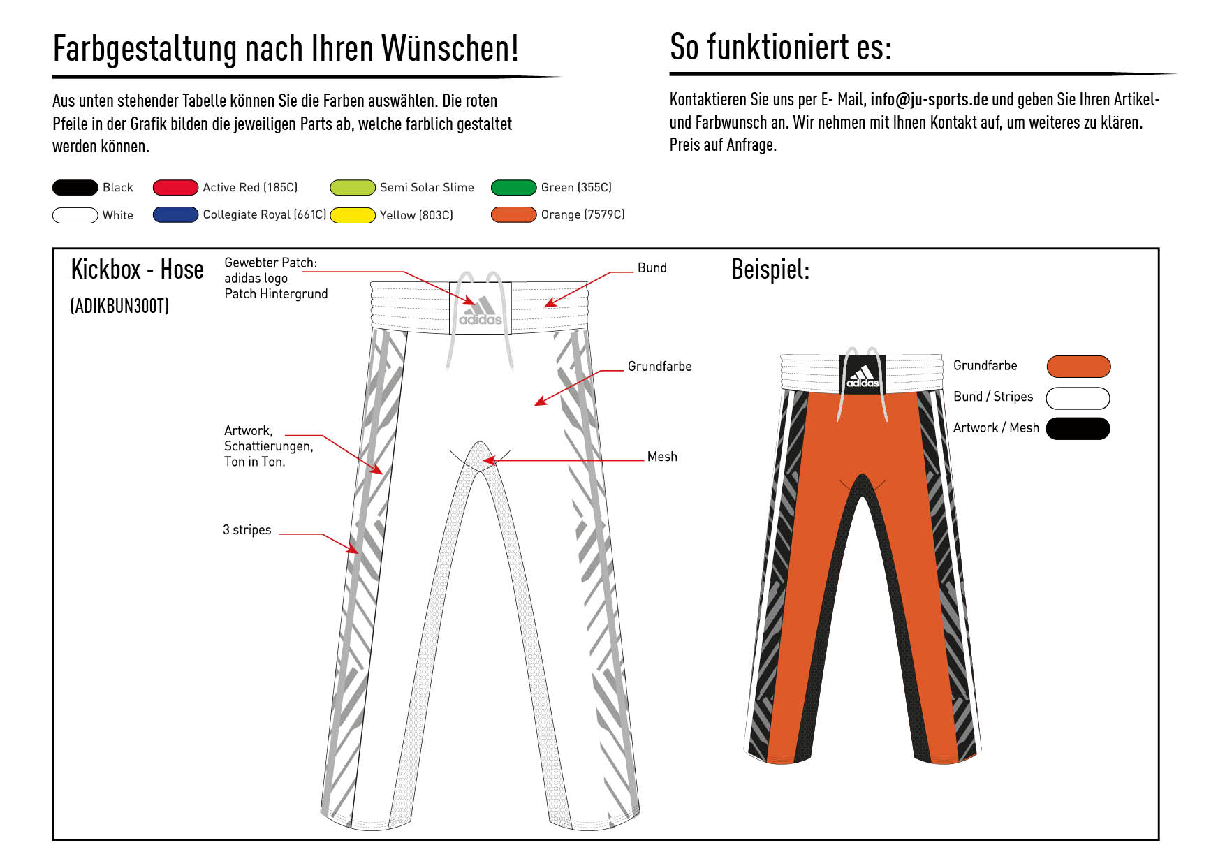 adidas Kickbox-Hose nach Kundenwunsch, adiKBUN300T