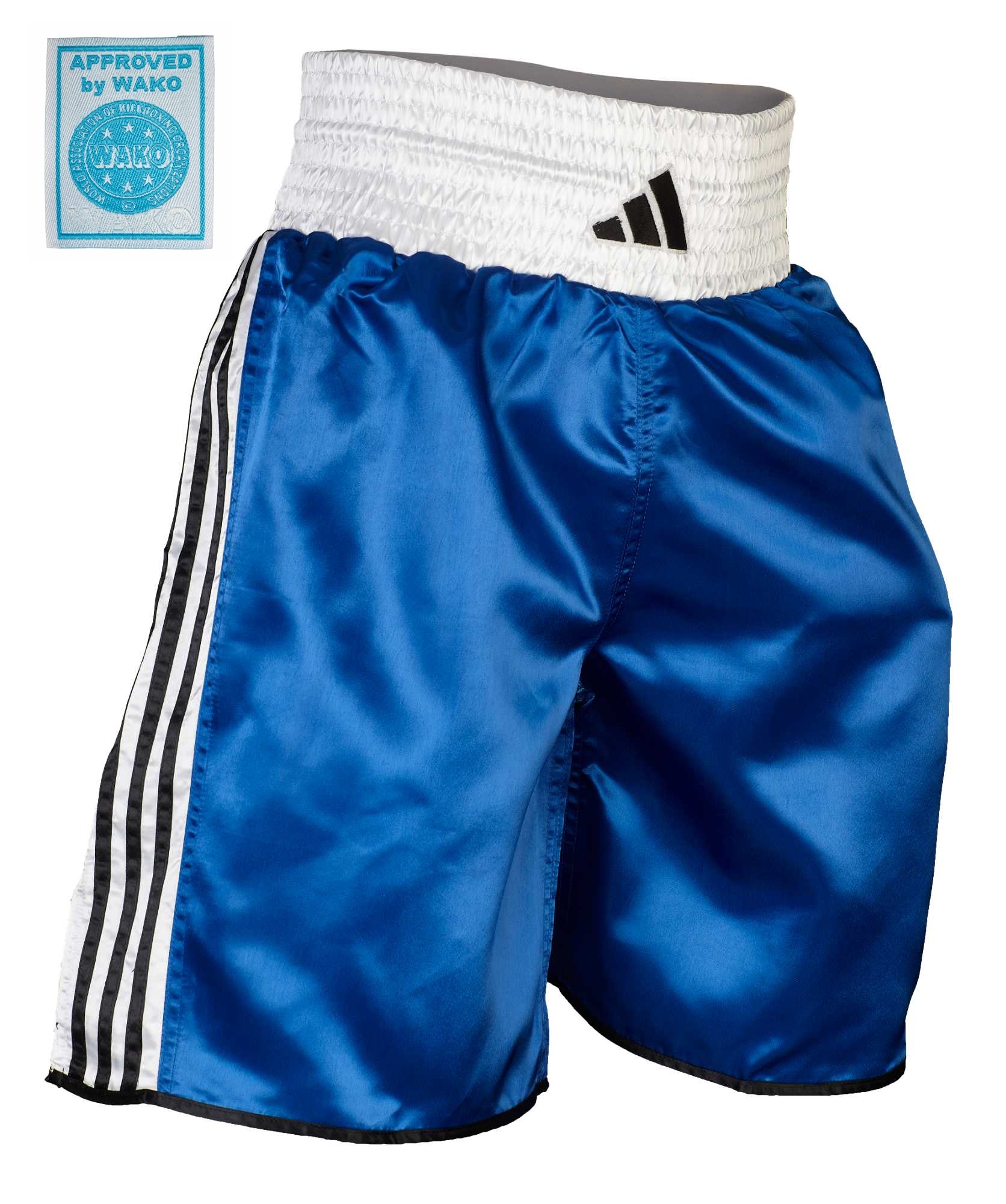 Boxer Shorts, Sports Shorts, Blau, Satin/Glänzend, Weißer Bund