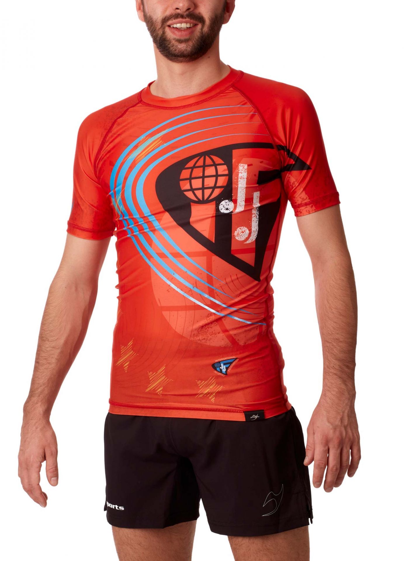 Rashguard kurzarm rot - JJIF approved mit Ländercode