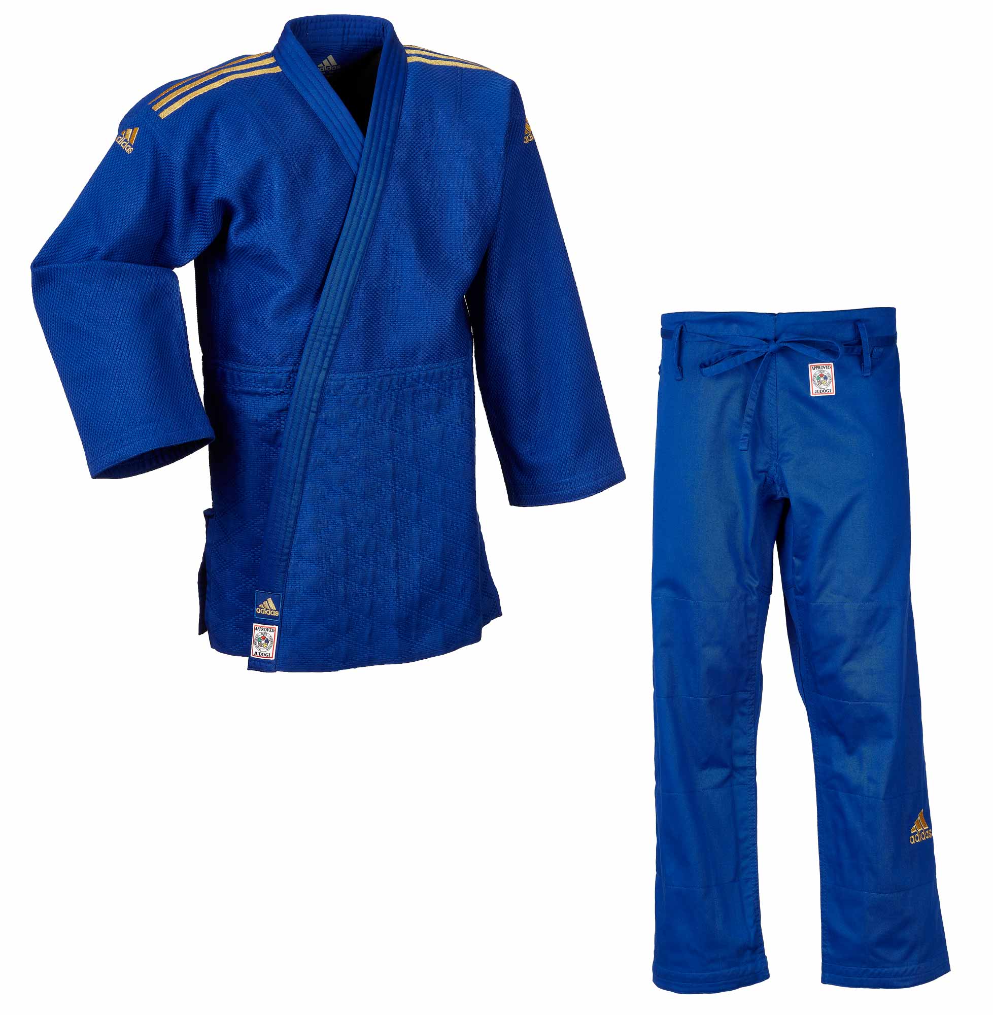 adidas judo gi Champion II JIJF, blue / golden stripes