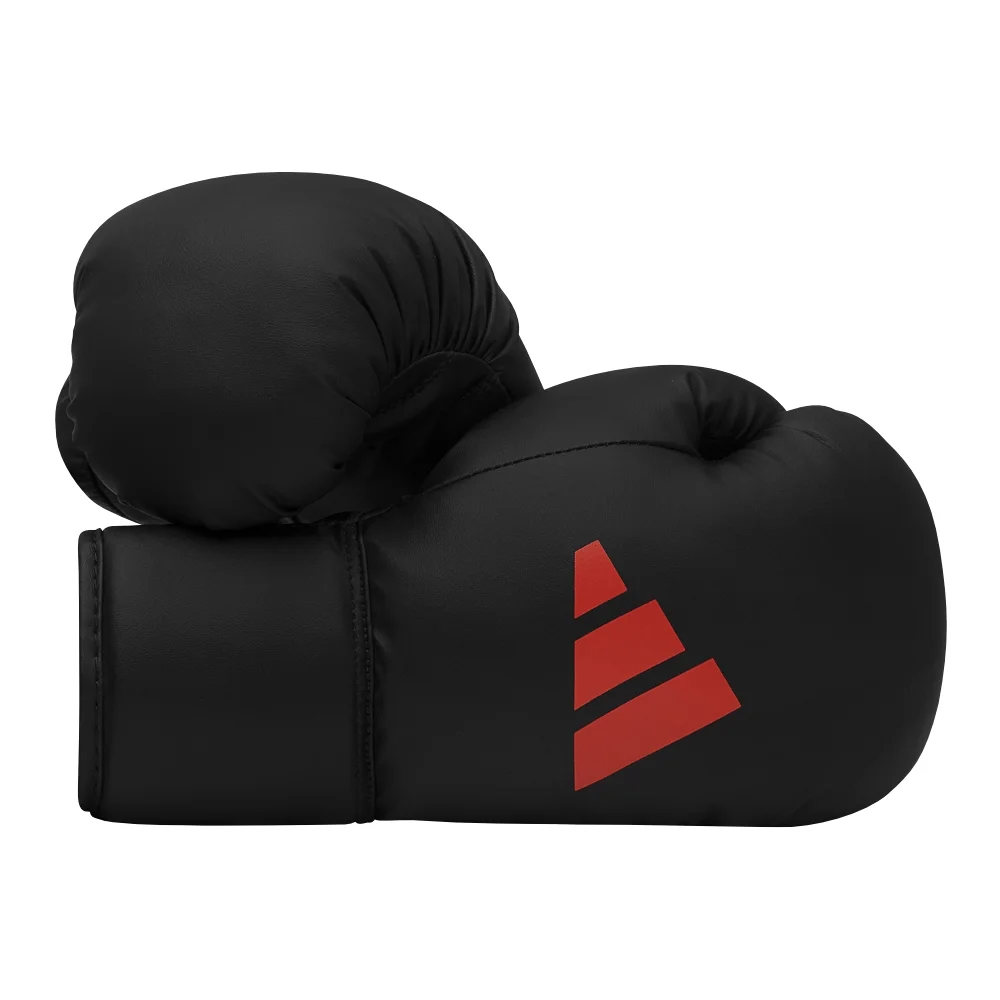Boxhandschuhe, Schwarz, Rotes Logo, Gepolstertes Handgelenk, Leder/PU
