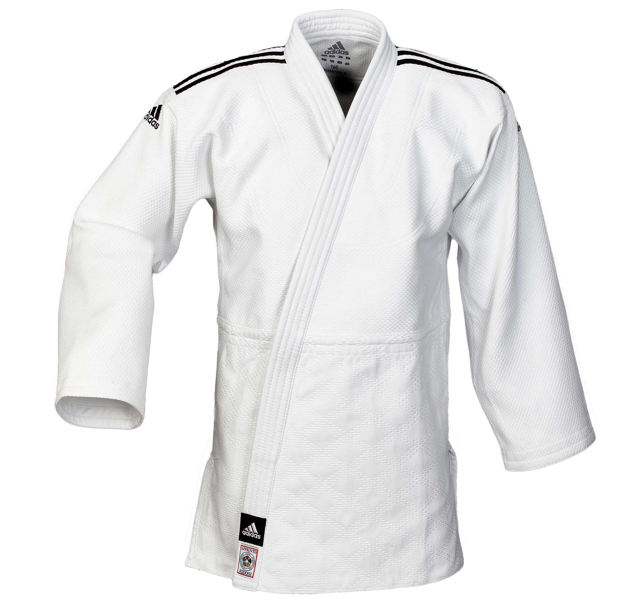 adidas judo gi Champion II JIJFS, white / black stripes slim cut