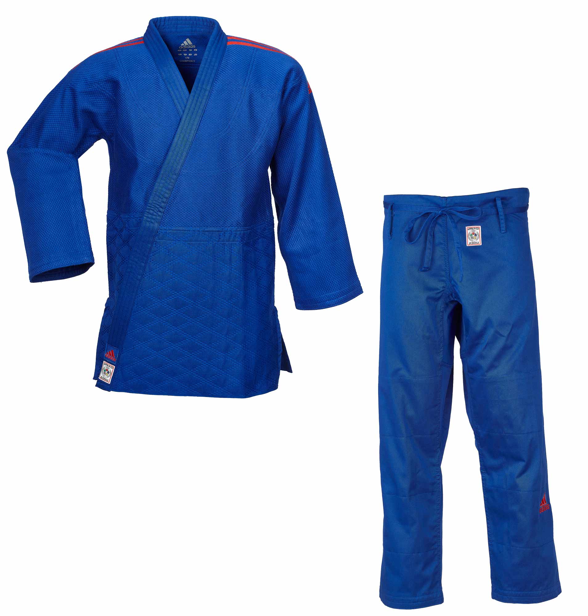 adidas judo gi Champion II JIJF, blue / red stripes