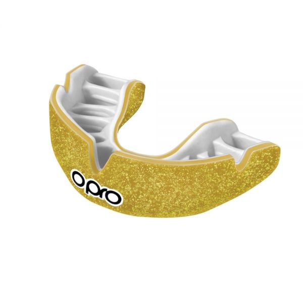 OPRO Mouth Guard Power Fit Galaxy Shimmer Gold Gum Shield Boxing MMA Rugby 